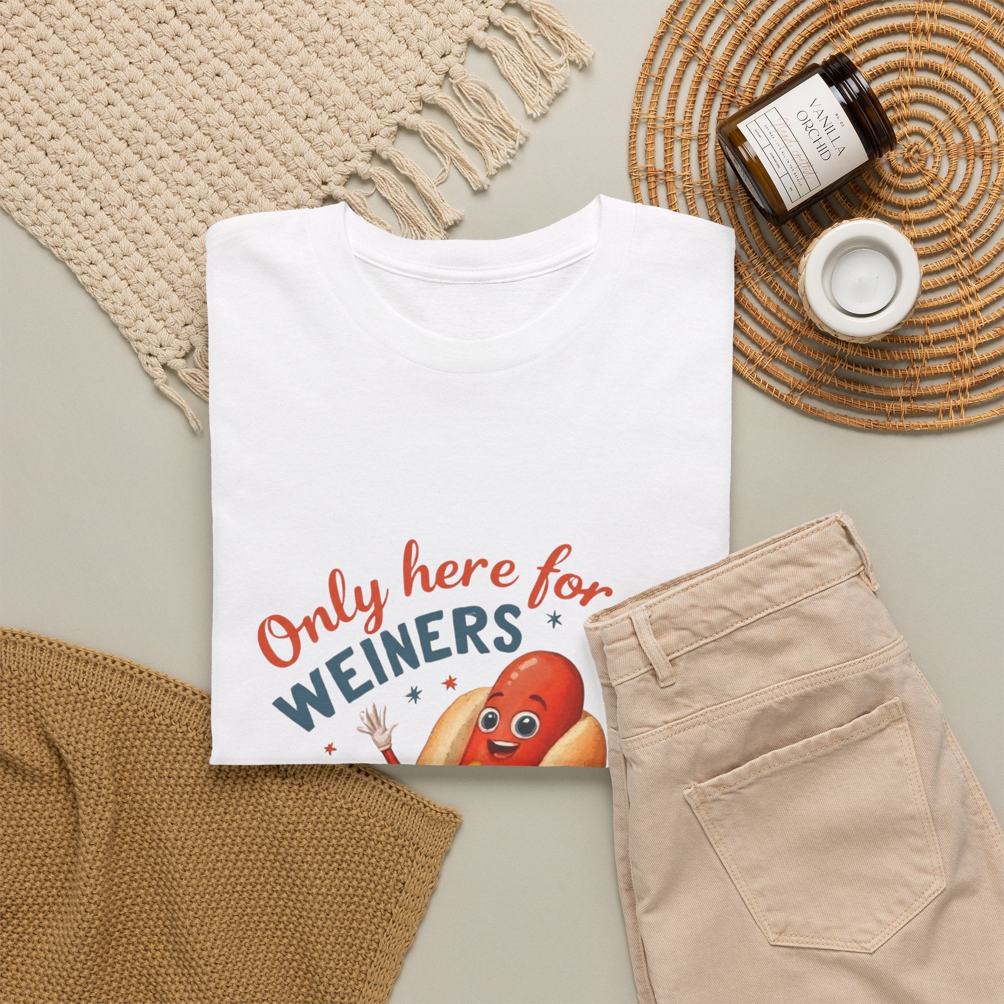 Funny Hot Dog Tee — "Only Here for the Weiners" Graphic T-Shirt