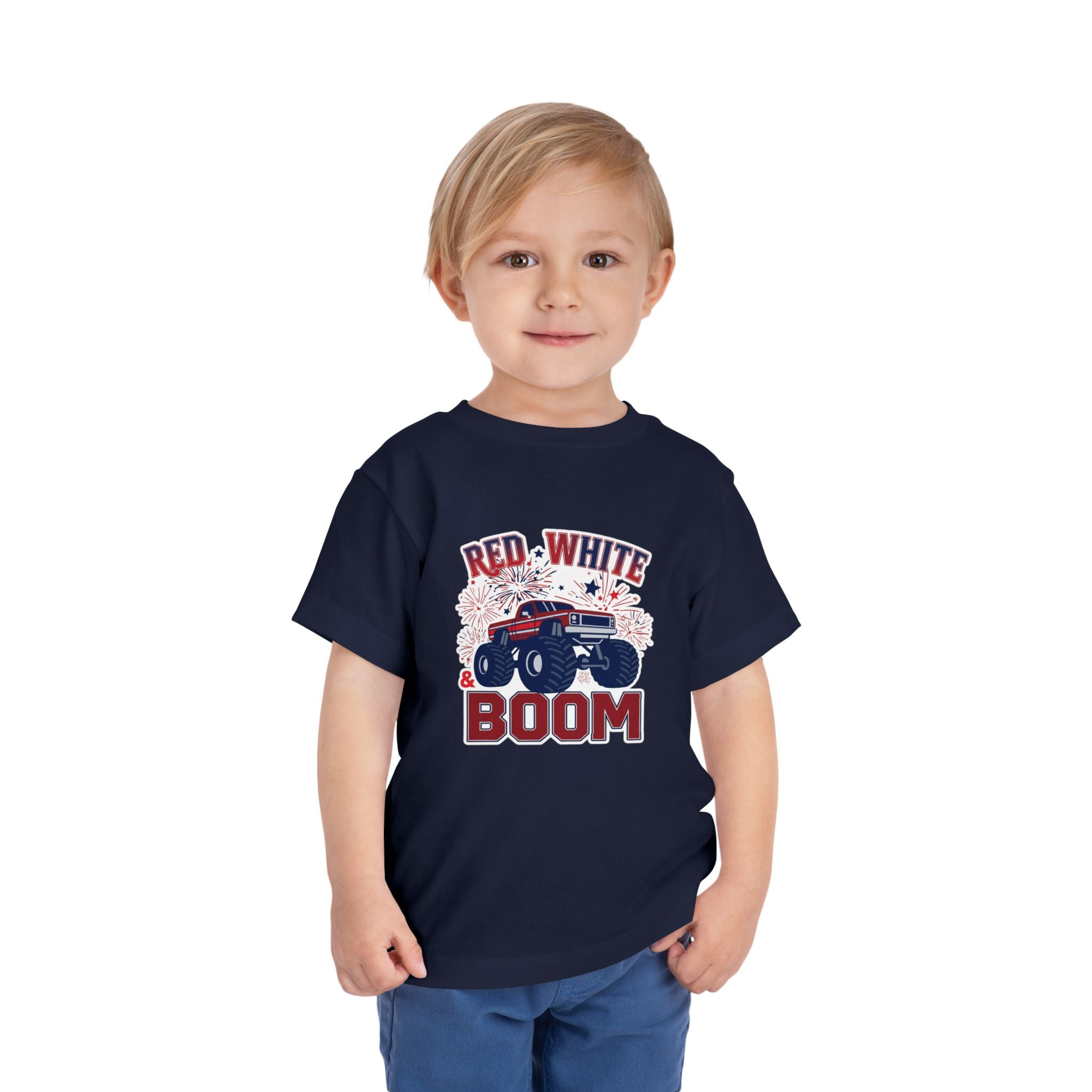 Toddler Tee - "Red, White & Boom" Monster Truck 4th of July Shirt