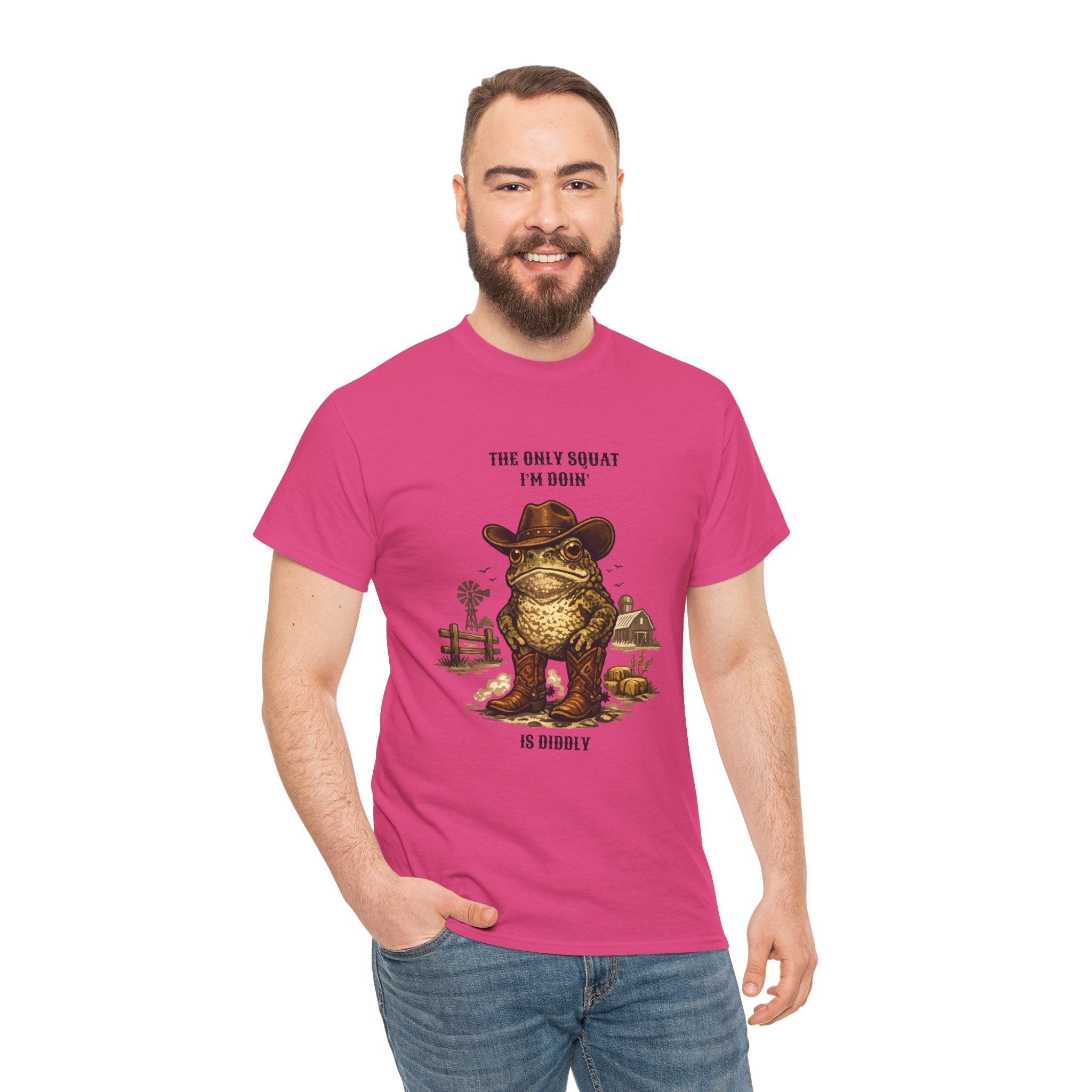Frog Cowboy Tee — “The Only Squat I’m Doin’ Is Diddle” Funny Western Graphic T-Shirt