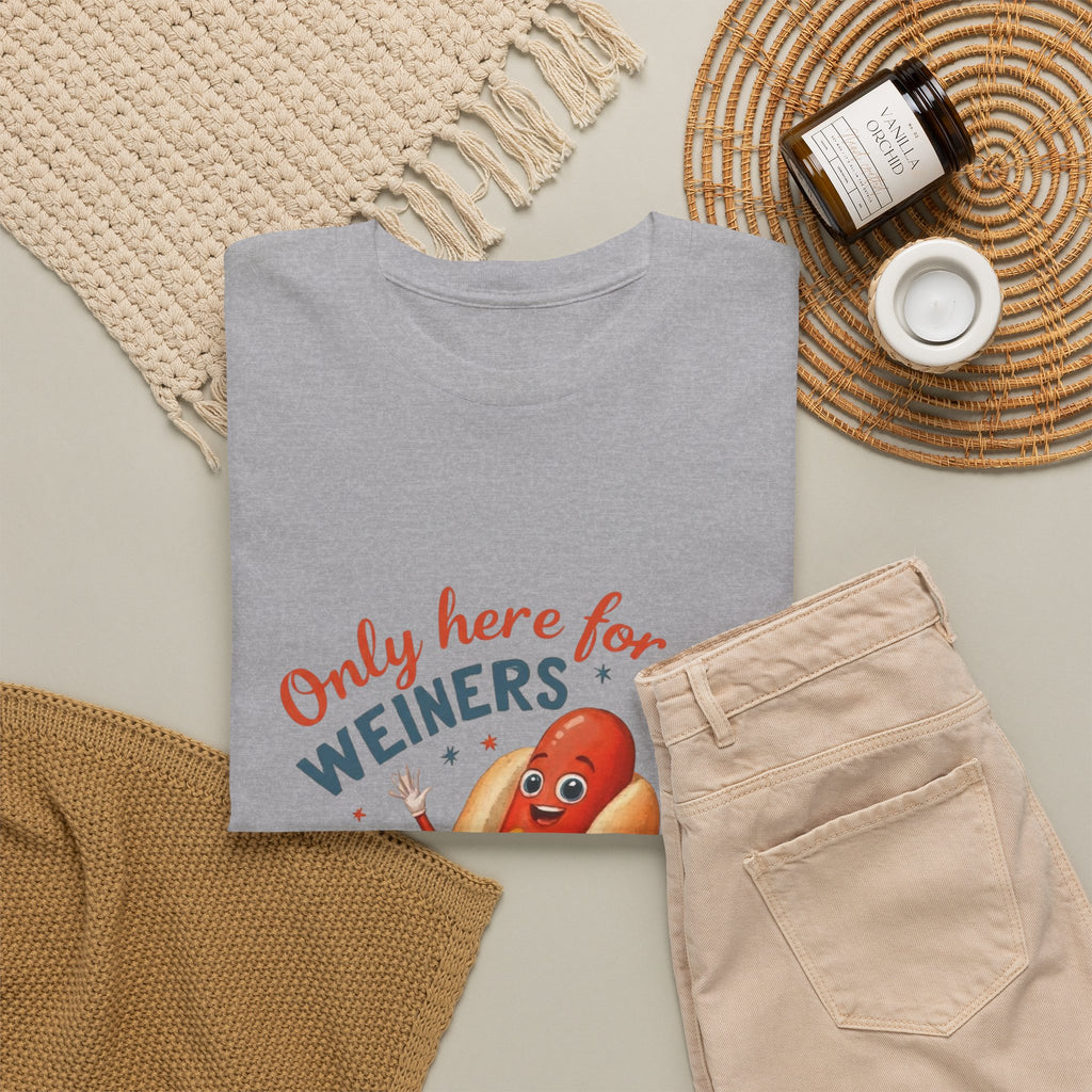 Funny Hot Dog Tee — "Only Here for the Weiners" Graphic T-Shirt