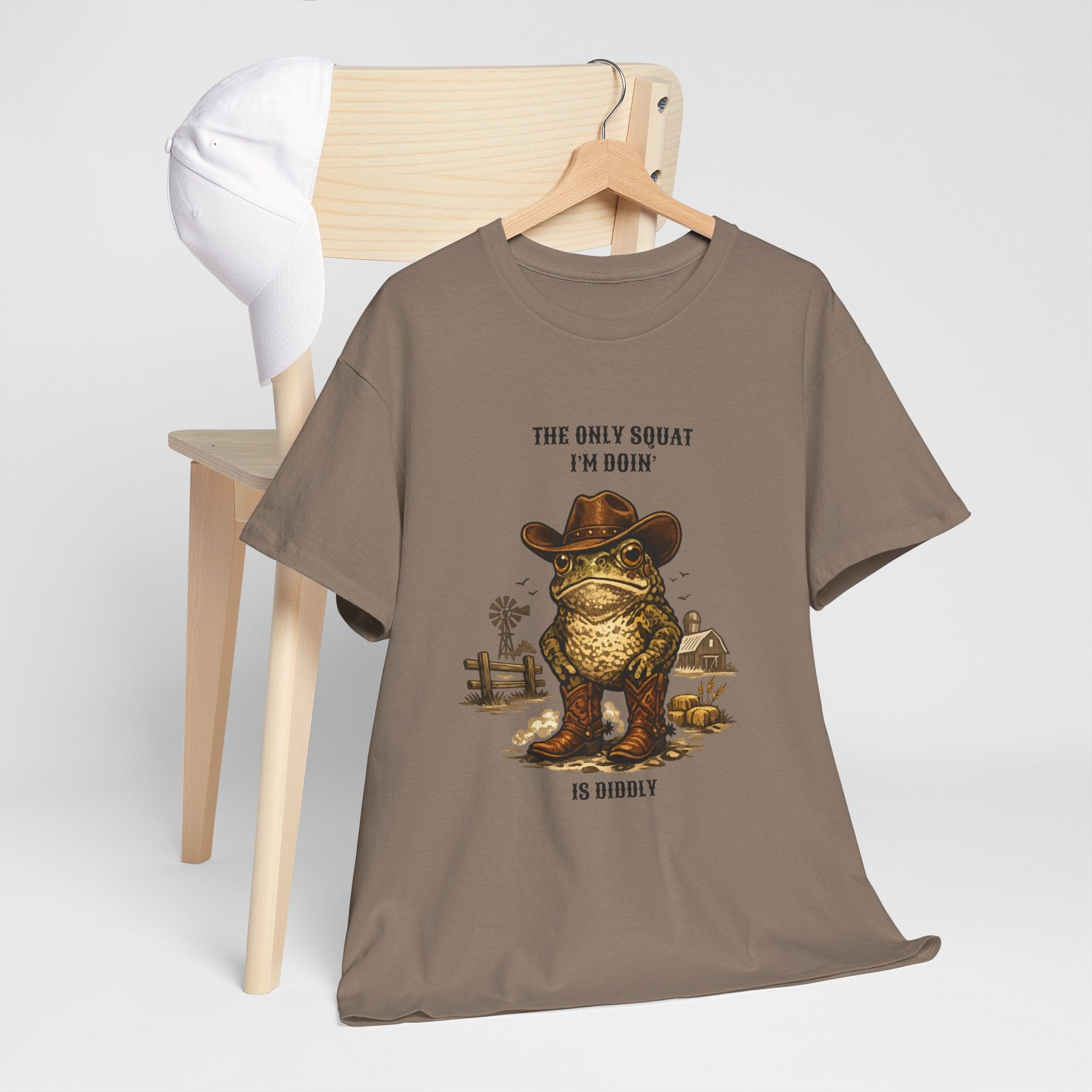 Frog Cowboy Tee — “The Only Squat I’m Doin’ Is Diddle” Funny Western Graphic T-Shirt