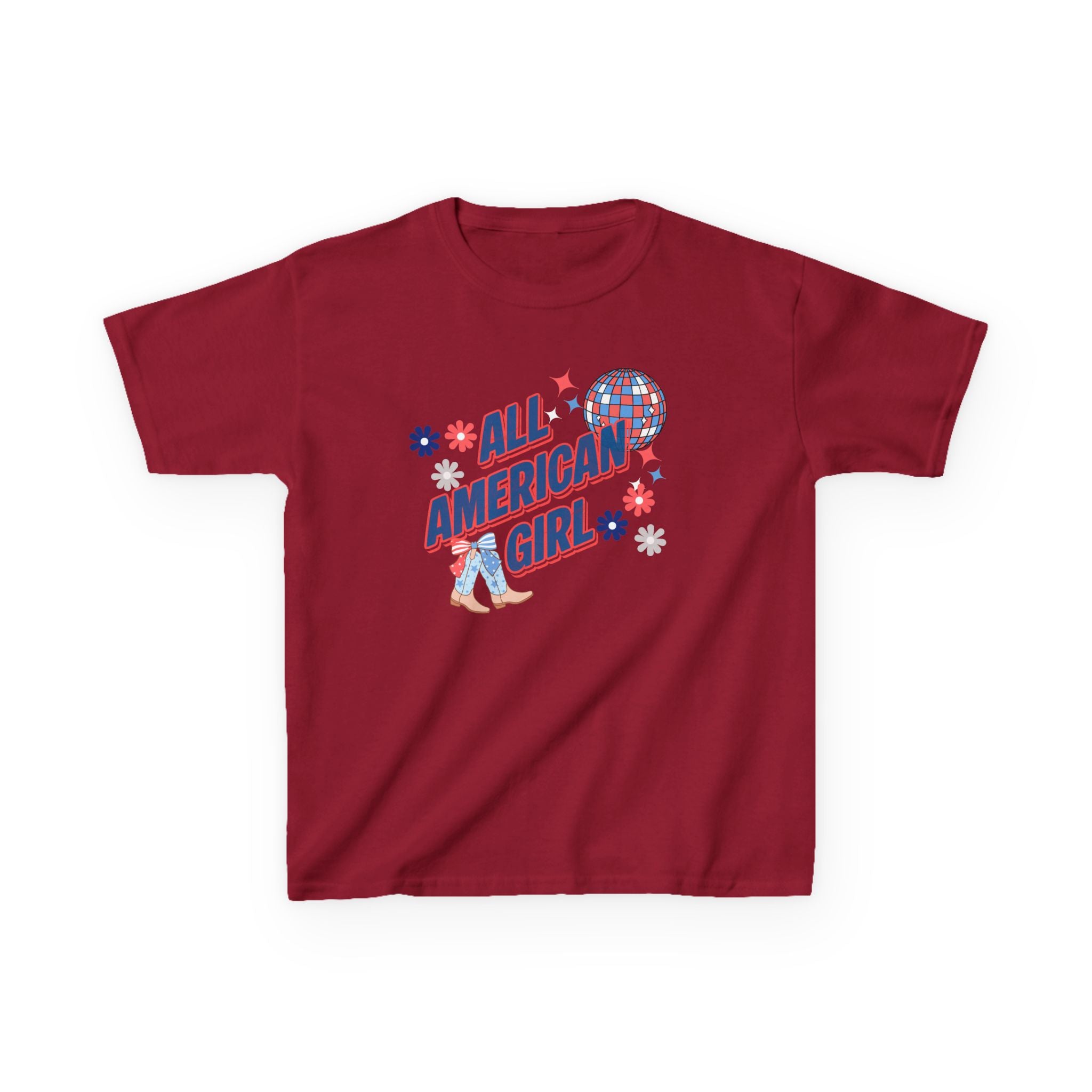 All American Girl Kids T-Shirt — Patriotic 4th of July Tee