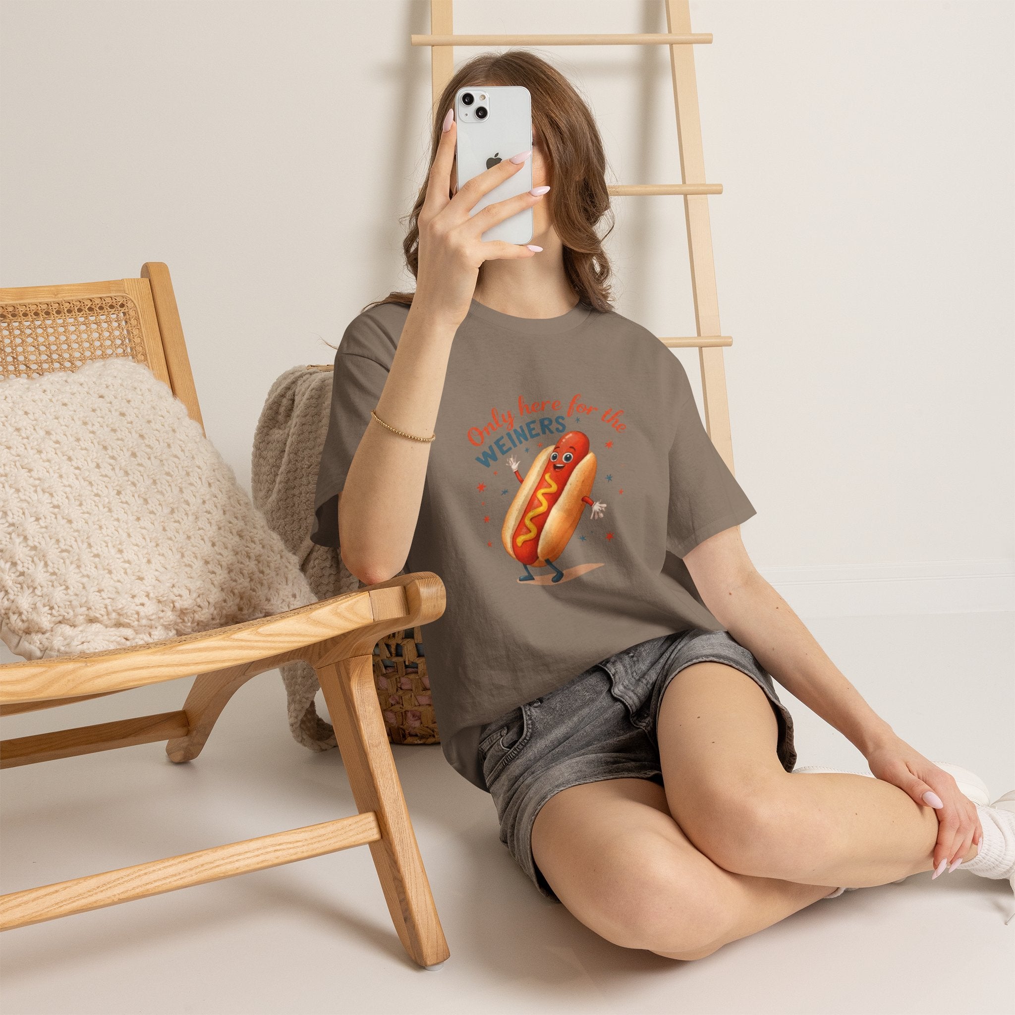 Funny Hot Dog Tee — "Only Here for the Weiners" Graphic T-Shirt