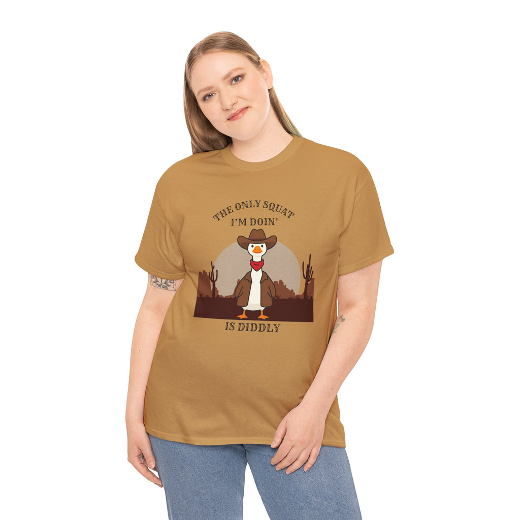 Cowboy Ferret Graphic Tee — "The Only Squat I'm Doin' Is Diddly" Cute Western Animal T-Shirt
