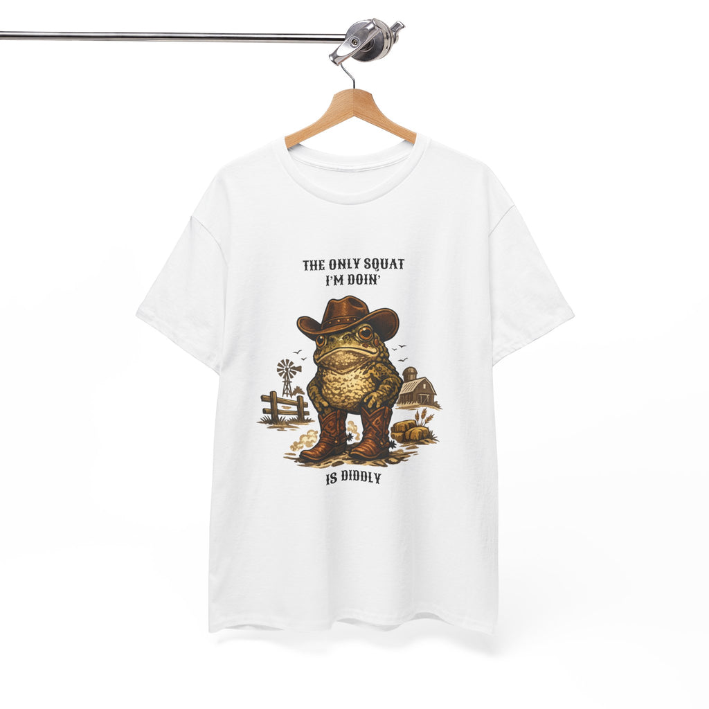 Frog Cowboy Tee — “The Only Squat I’m Doin’ Is Diddle” Funny Western Graphic T-Shirt