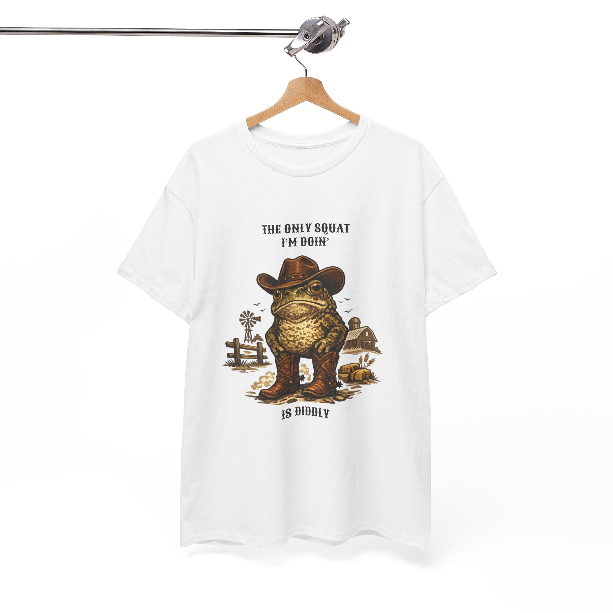Frog Cowboy Tee — “The Only Squat I’m Doin’ Is Diddle” Funny Western Graphic T-Shirt