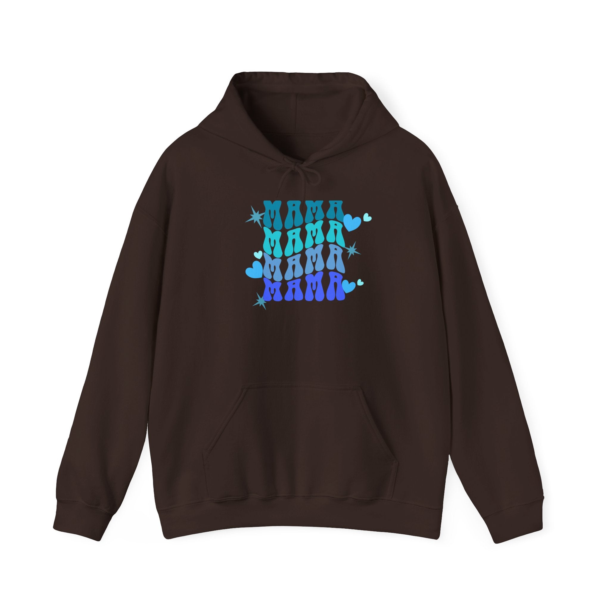 Mama Heart Crewneck Hoodie – Blue Gradient “MAMA” Graphic Sweatshirt
