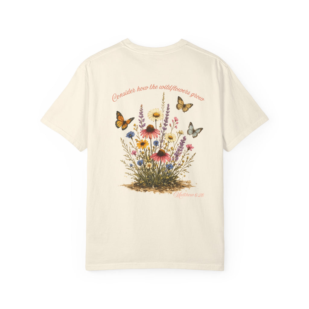 Wildflower Bouquet T-shirt | Backyard Butterflies, Botanical Illustration