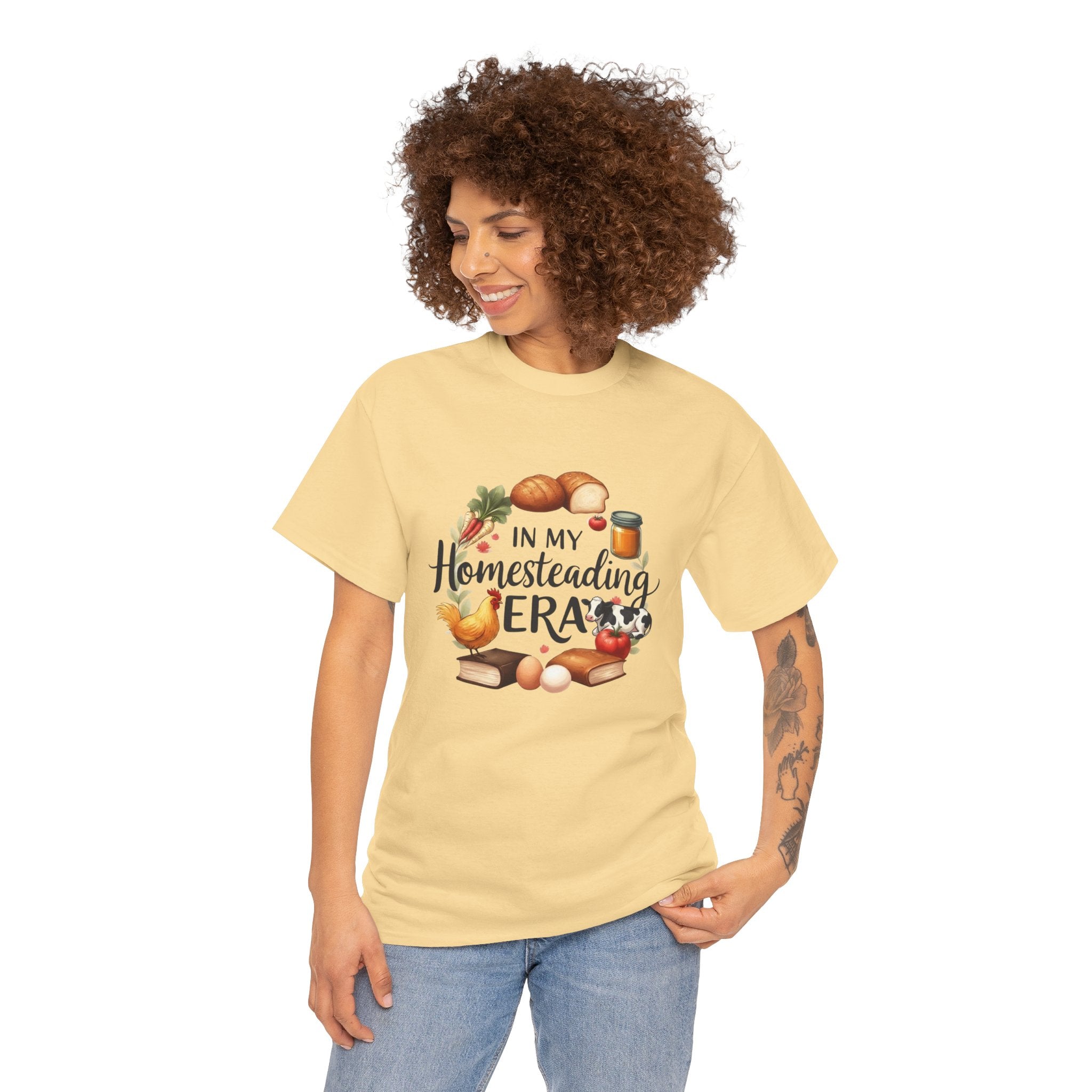 Homesteading Era Tee — Cute Bread, Chickens & Eggs Design