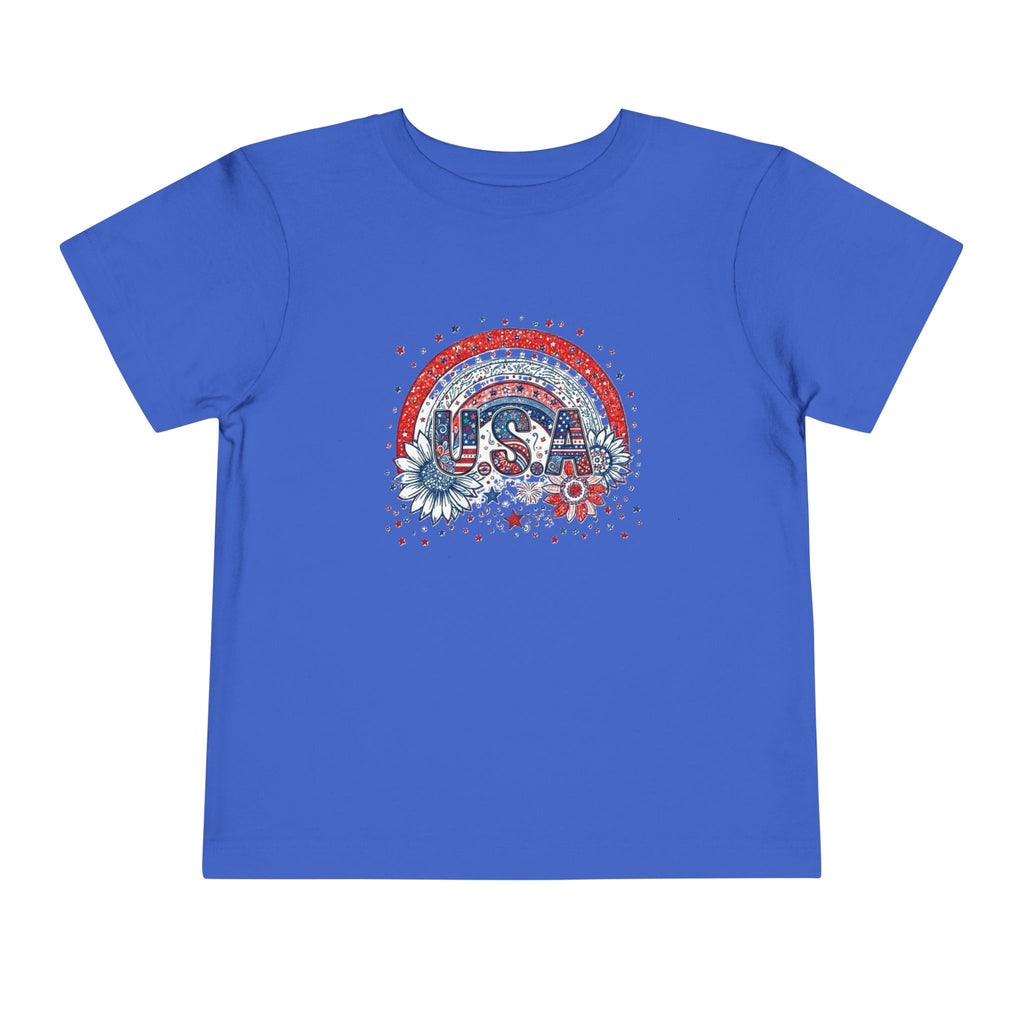 Toddler Tee — USA Rainbow Floral Patriotic 4th of July Shirt