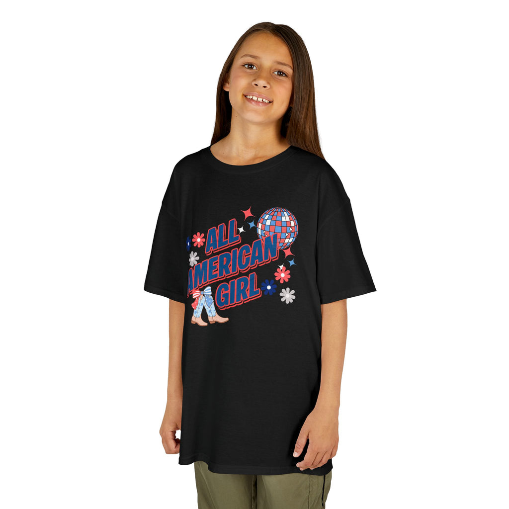 All American Girl Kids T-Shirt — Patriotic 4th of July Tee
