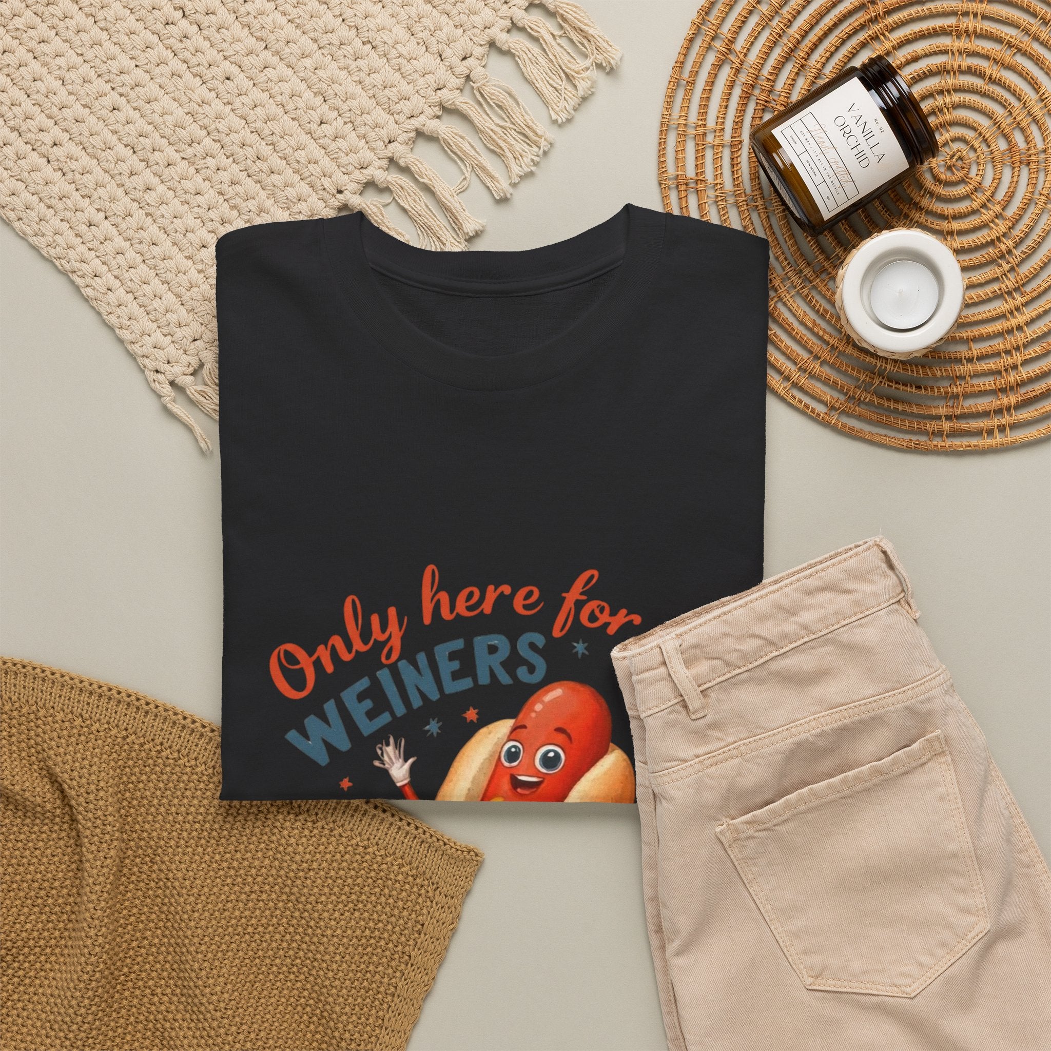 Funny Hot Dog Tee — "Only Here for the Weiners" Graphic T-Shirt