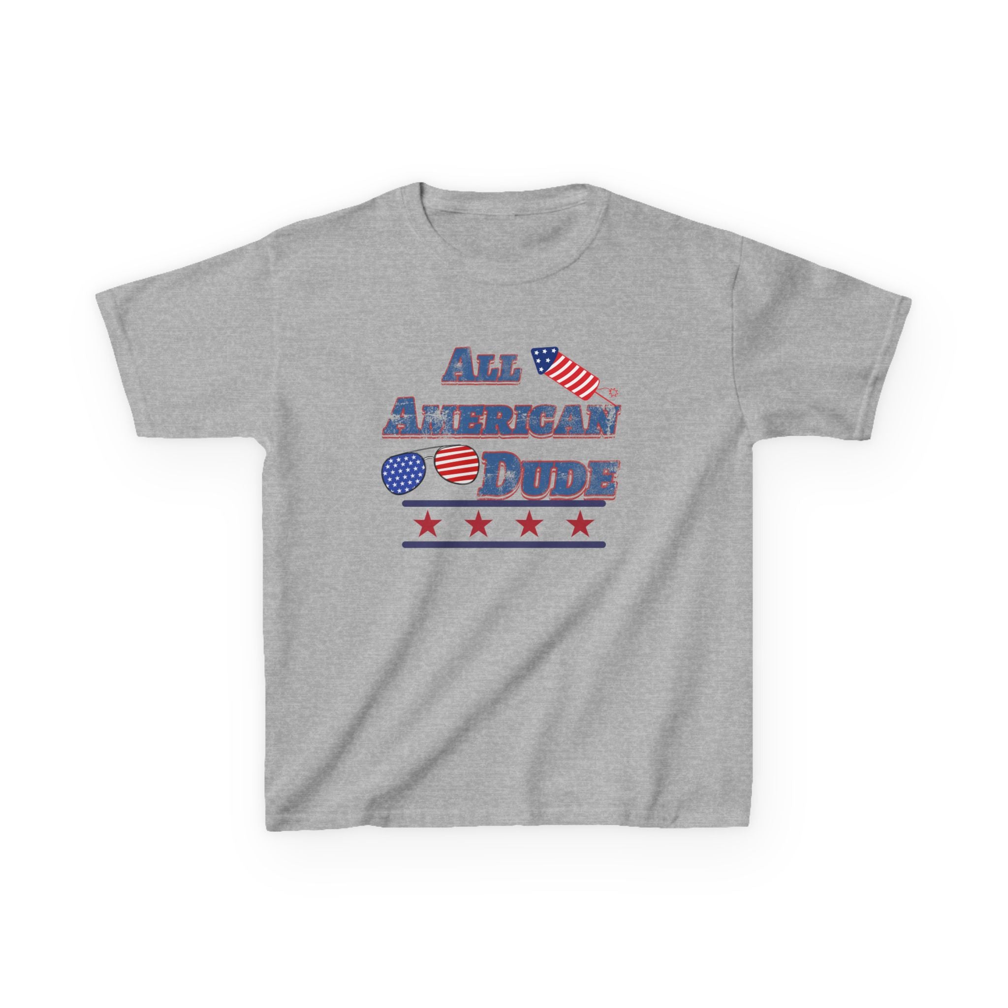 Kids Tee — "All American Dude" Patriotic 4th of July T-Shirt