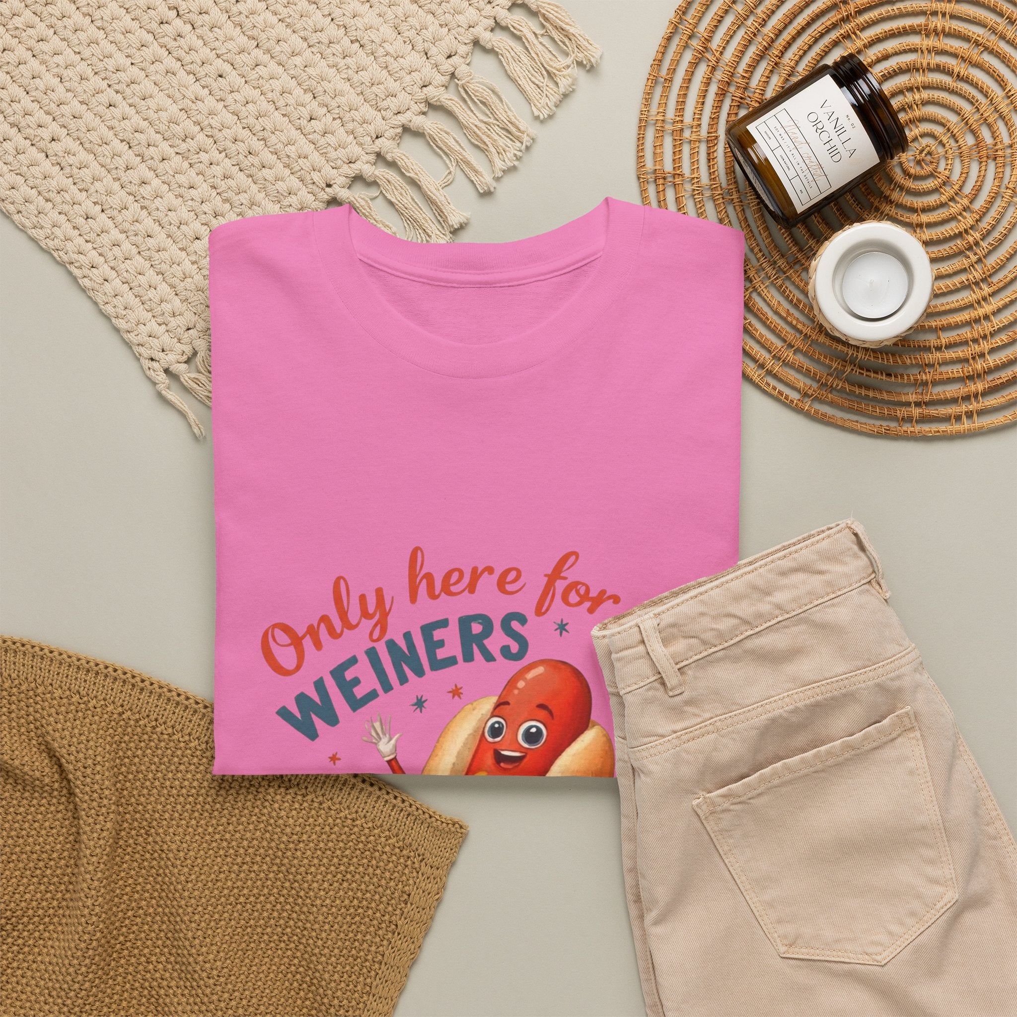 Funny Hot Dog Tee — "Only Here for the Weiners" Graphic T-Shirt