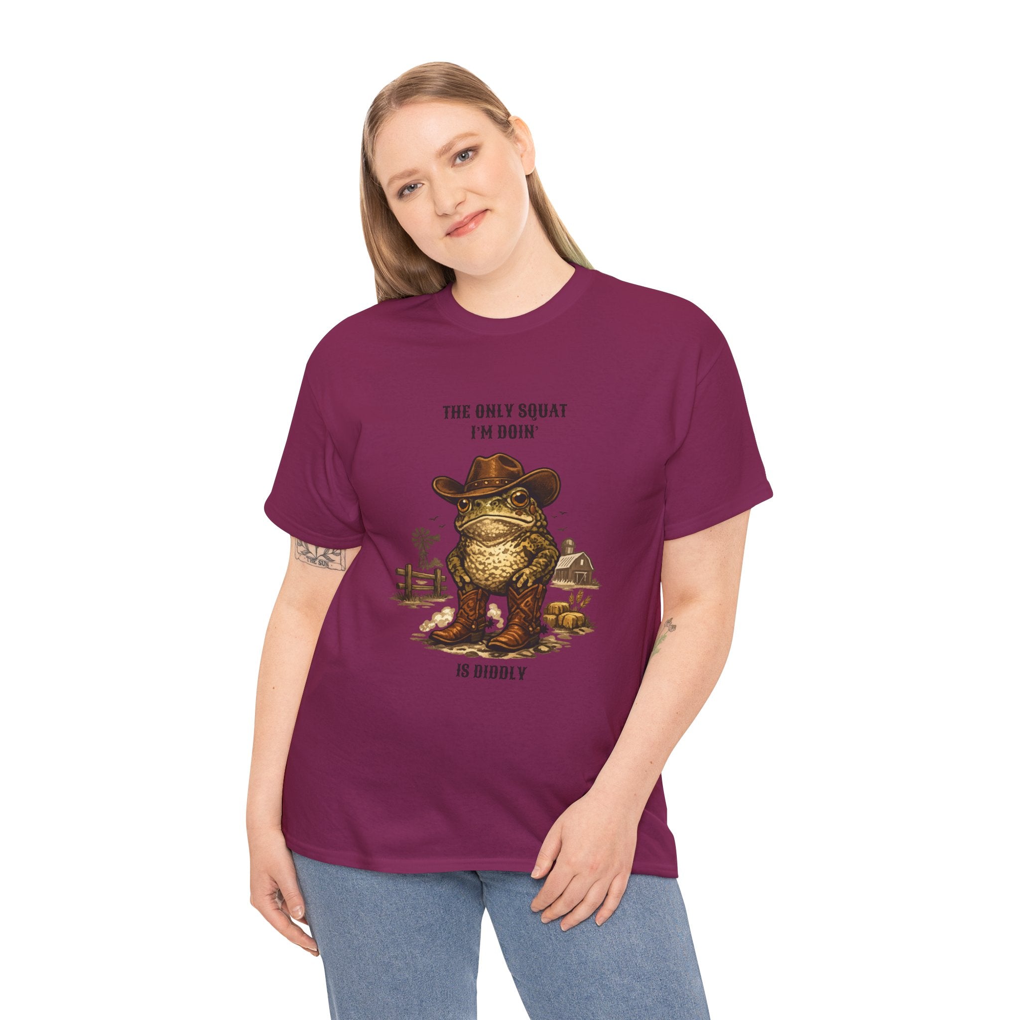 Frog Cowboy Tee — “The Only Squat I’m Doin’ Is Diddle” Funny Western Graphic T-Shirt
