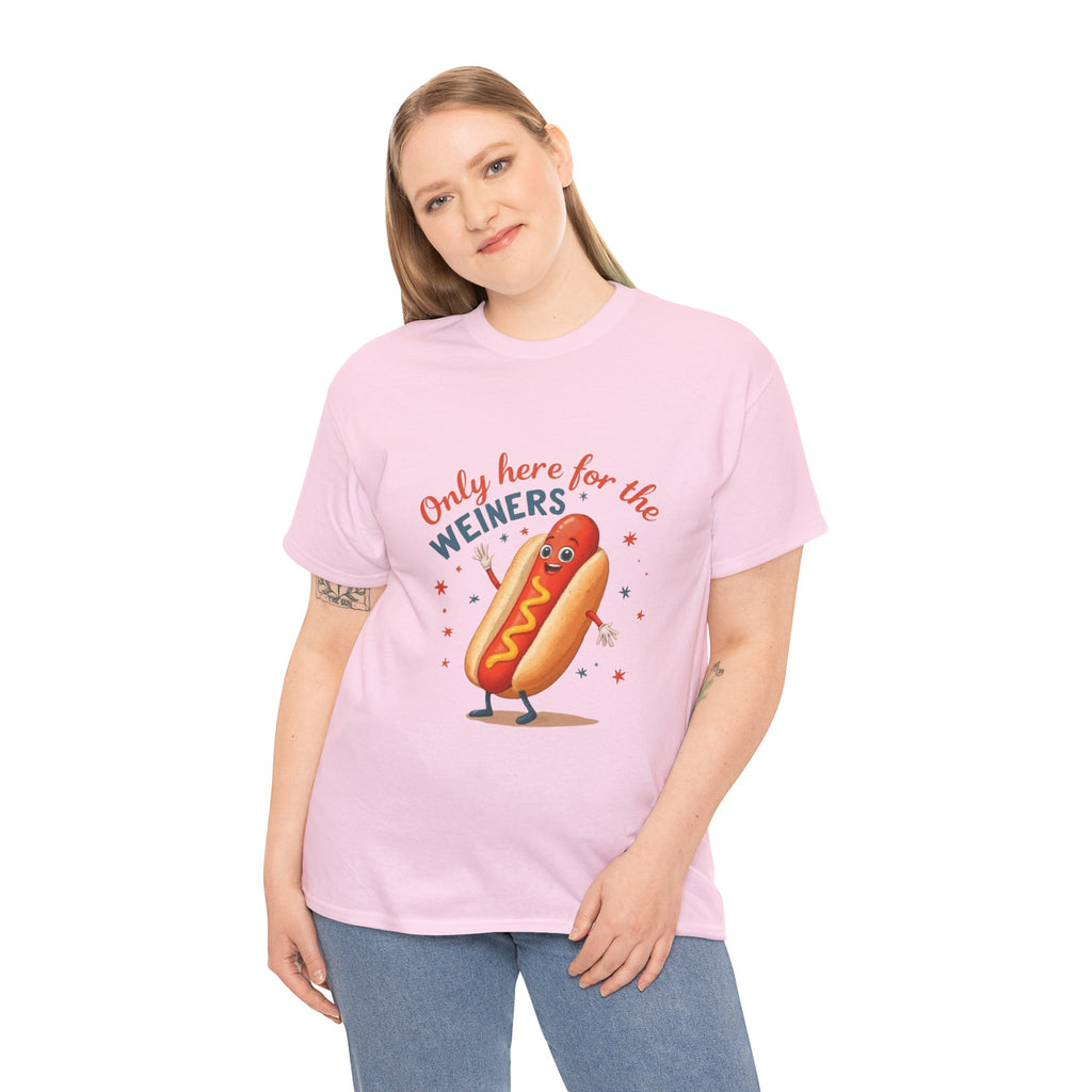 Funny Hot Dog Tee — "Only Here for the Weiners" Graphic T-Shirt
