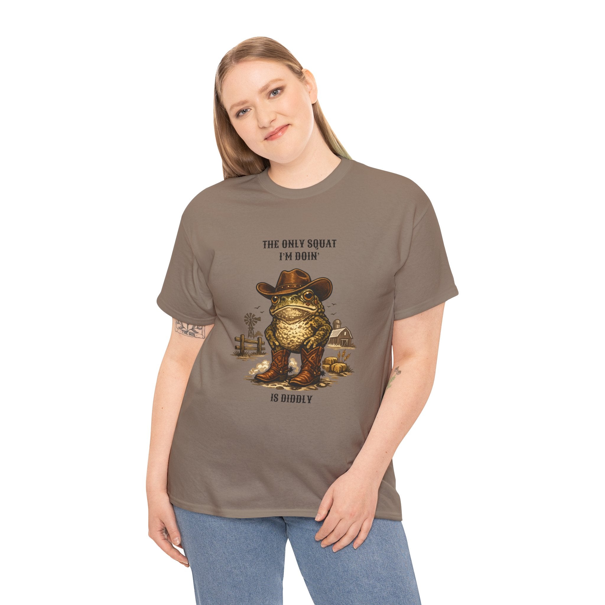 Frog Cowboy Tee — “The Only Squat I’m Doin’ Is Diddle” Funny Western Graphic T-Shirt