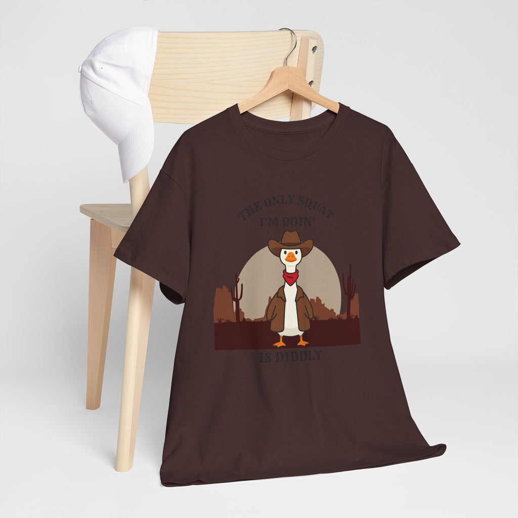 Cowboy Ferret Graphic Tee — "The Only Squat I'm Doin' Is Diddly" Cute Western Animal T-Shirt