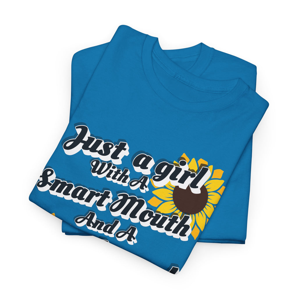 Cornbread Accent T-Shirt – "Just a Girl with a Smart Mouth and a Cornbread Accent" Sunflower Graphic