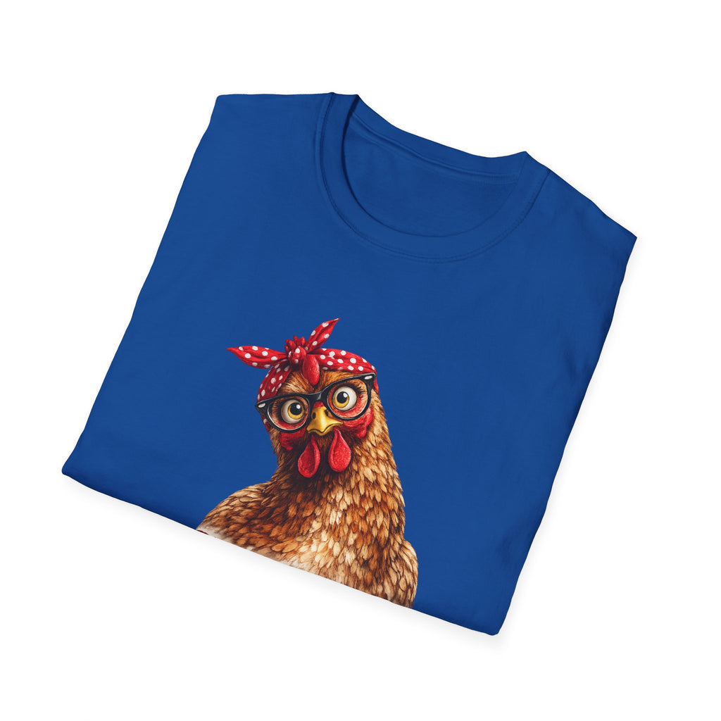 Chicken Graphic T-Shirt — “Cluckin’ Egg-Cuse Me” Vintage Hen Tee