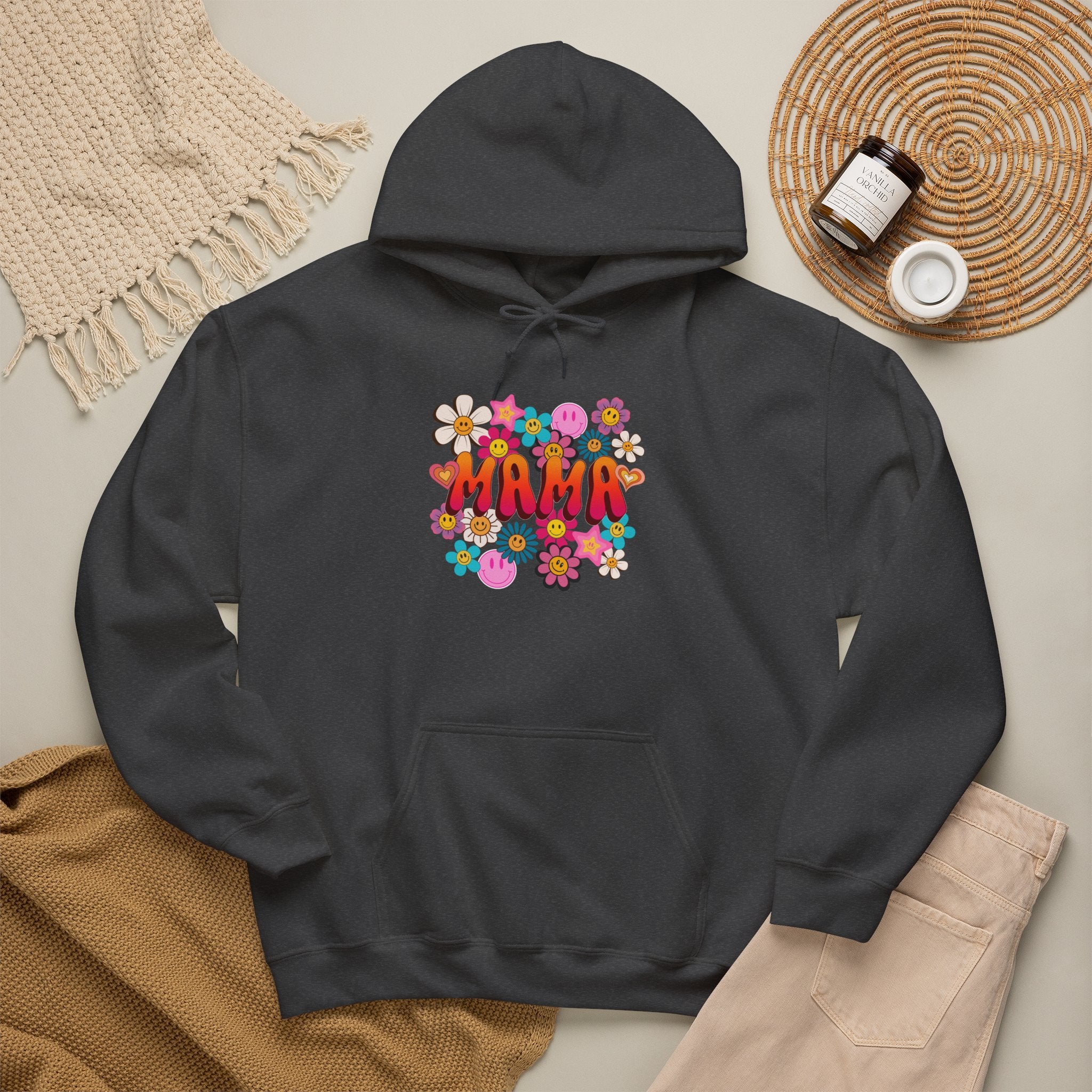 Mama Floral Hoodie — Retro Flower Power "Mama" Sweatshirt
