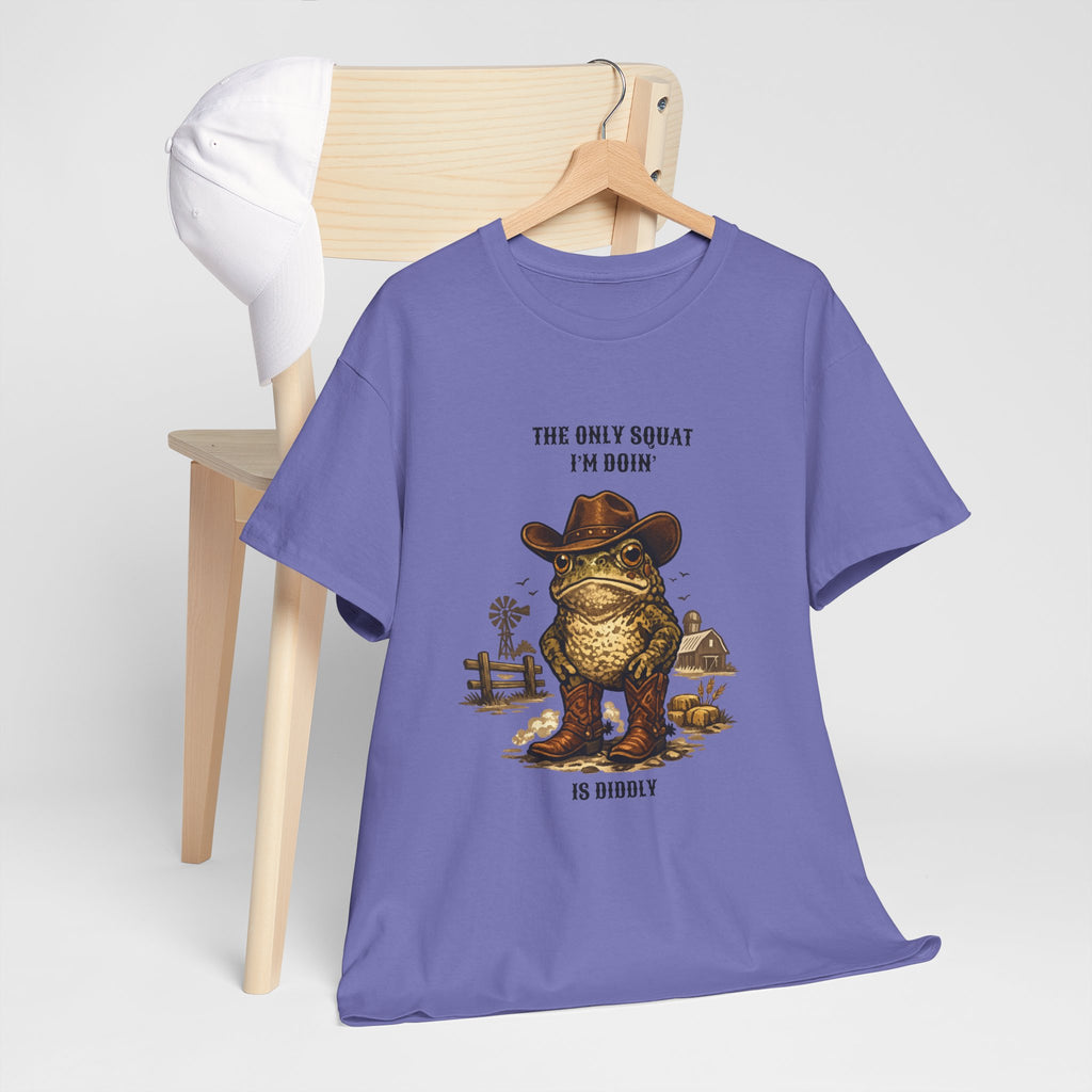 Frog Cowboy Tee — “The Only Squat I’m Doin’ Is Diddle” Funny Western Graphic T-Shirt
