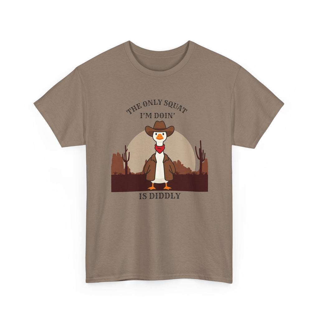 Cowboy Ferret Graphic Tee — "The Only Squat I'm Doin' Is Diddly" Cute Western Animal T-Shirt