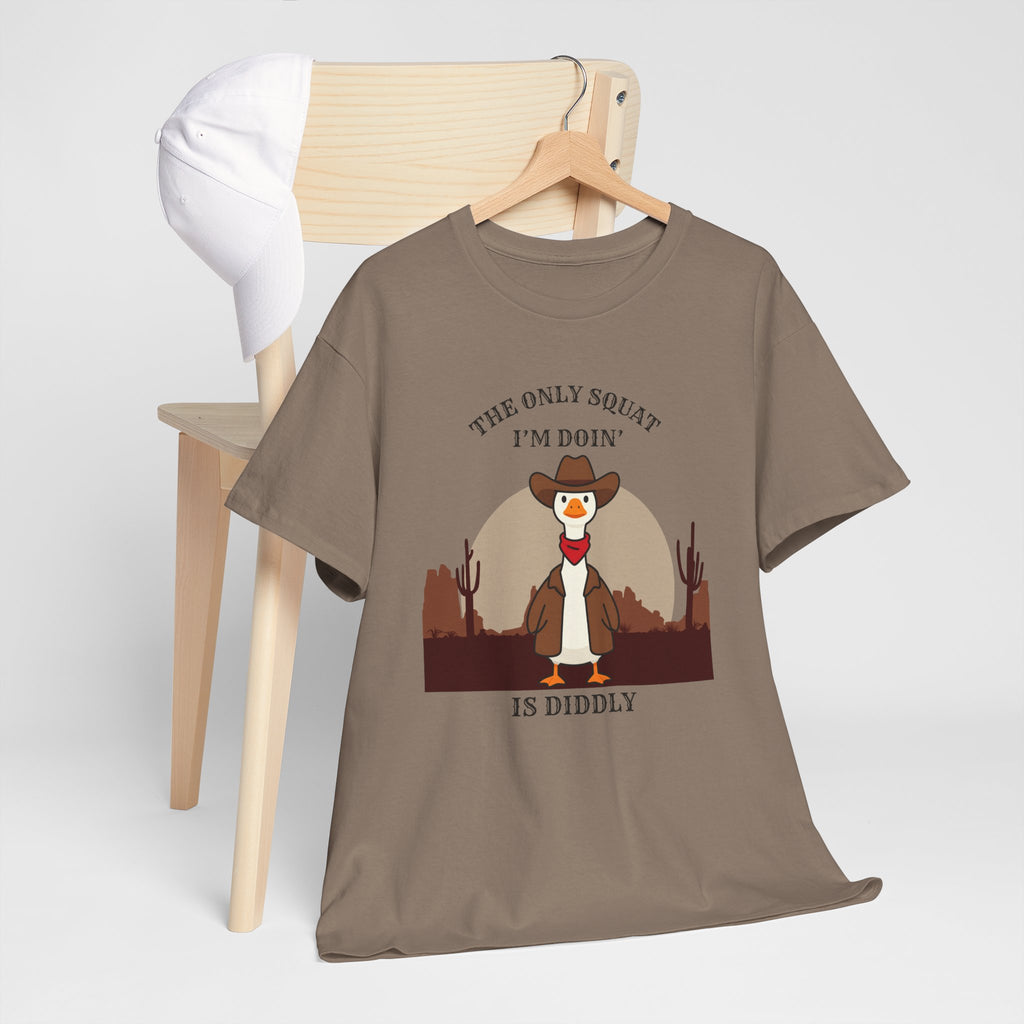 Cowboy Ferret Graphic Tee — "The Only Squat I'm Doin' Is Diddly" Cute Western Animal T-Shirt