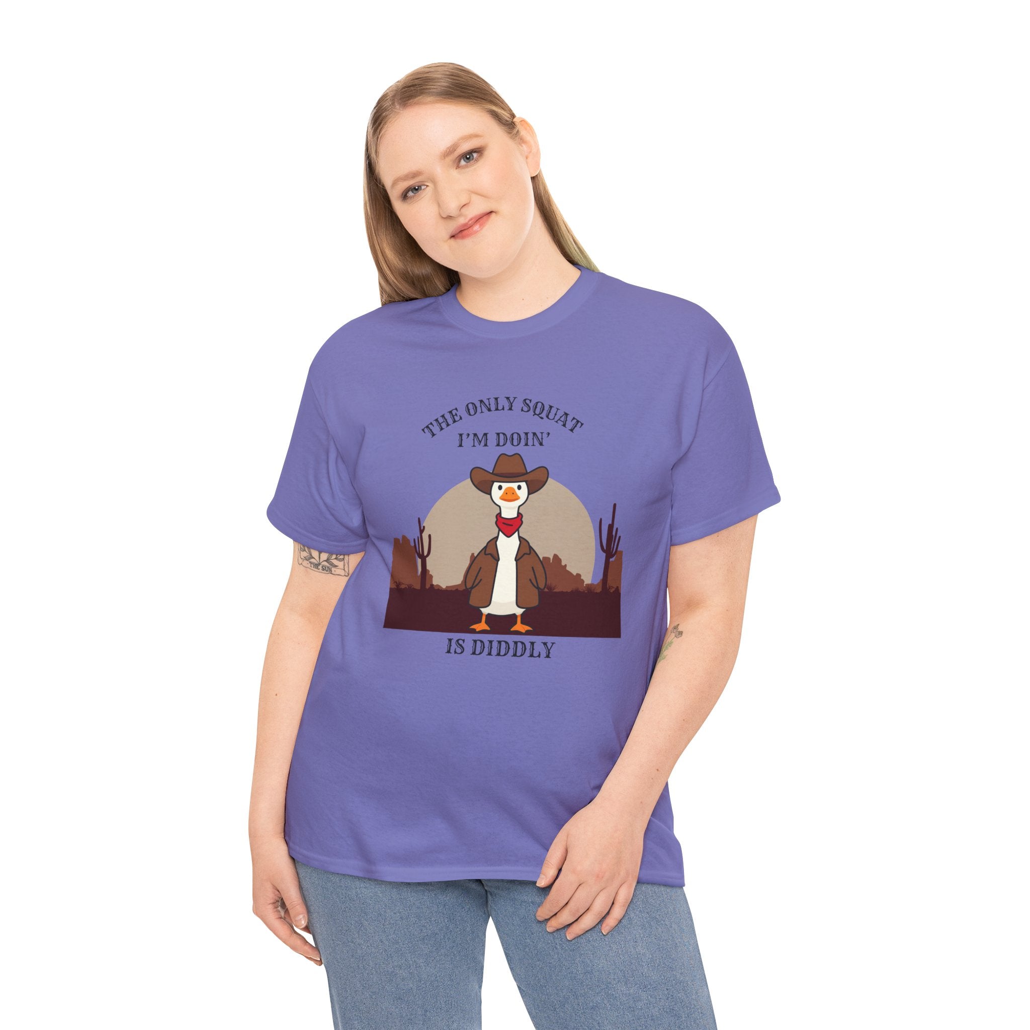 Cowboy Ferret Graphic Tee — "The Only Squat I'm Doin' Is Diddly" Cute Western Animal T-Shirt