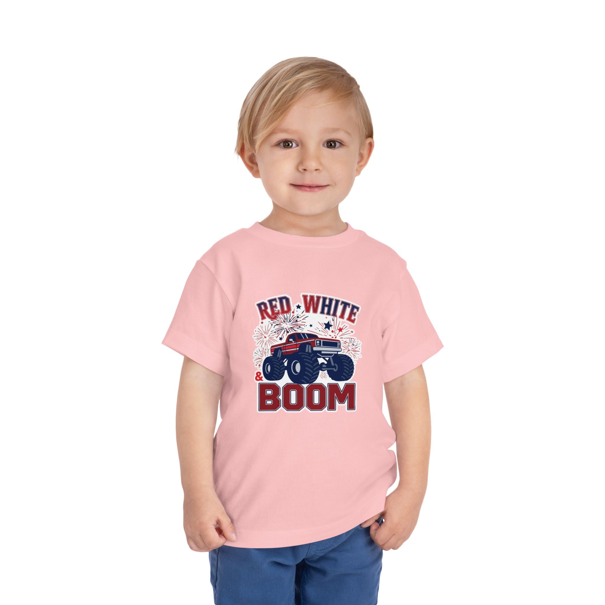 Toddler Tee - "Red, White & Boom" Monster Truck 4th of July Shirt