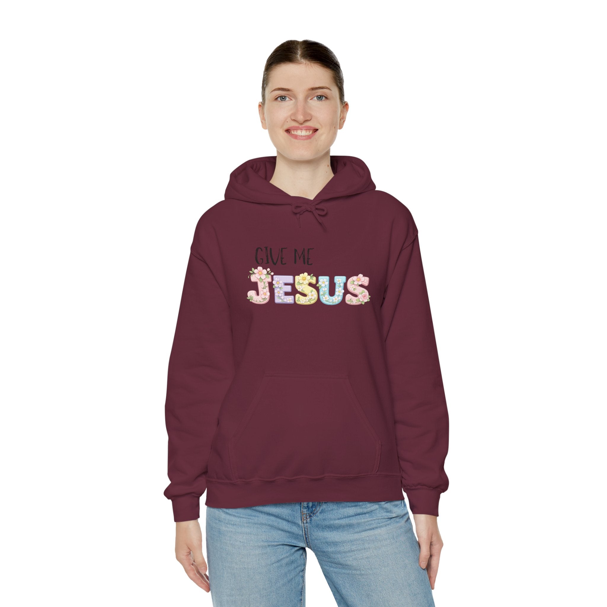Give Me Jesus Floral Hoodie — Christian Faith Pullover for Women & Men
