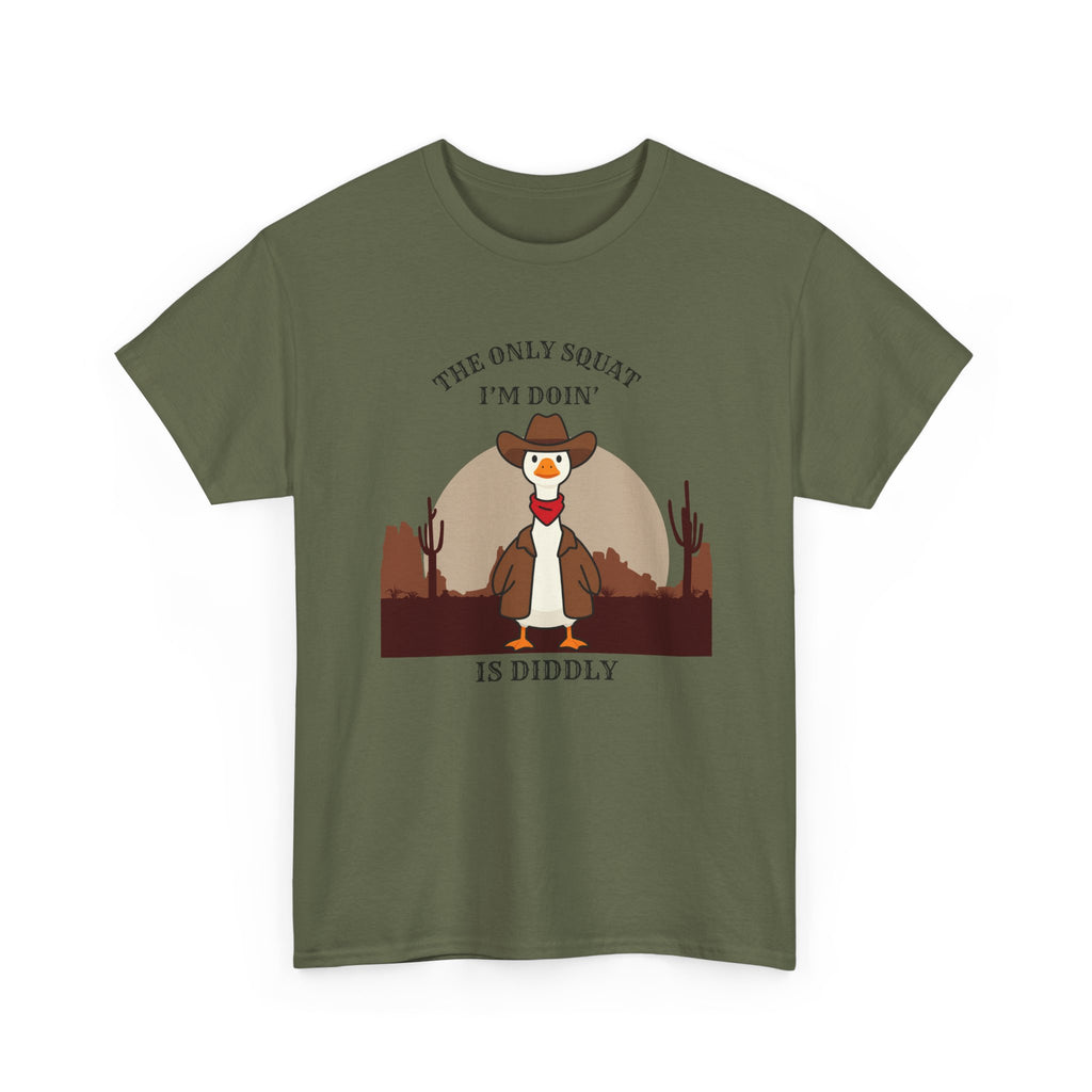Cowboy Ferret Graphic Tee — "The Only Squat I'm Doin' Is Diddly" Cute Western Animal T-Shirt