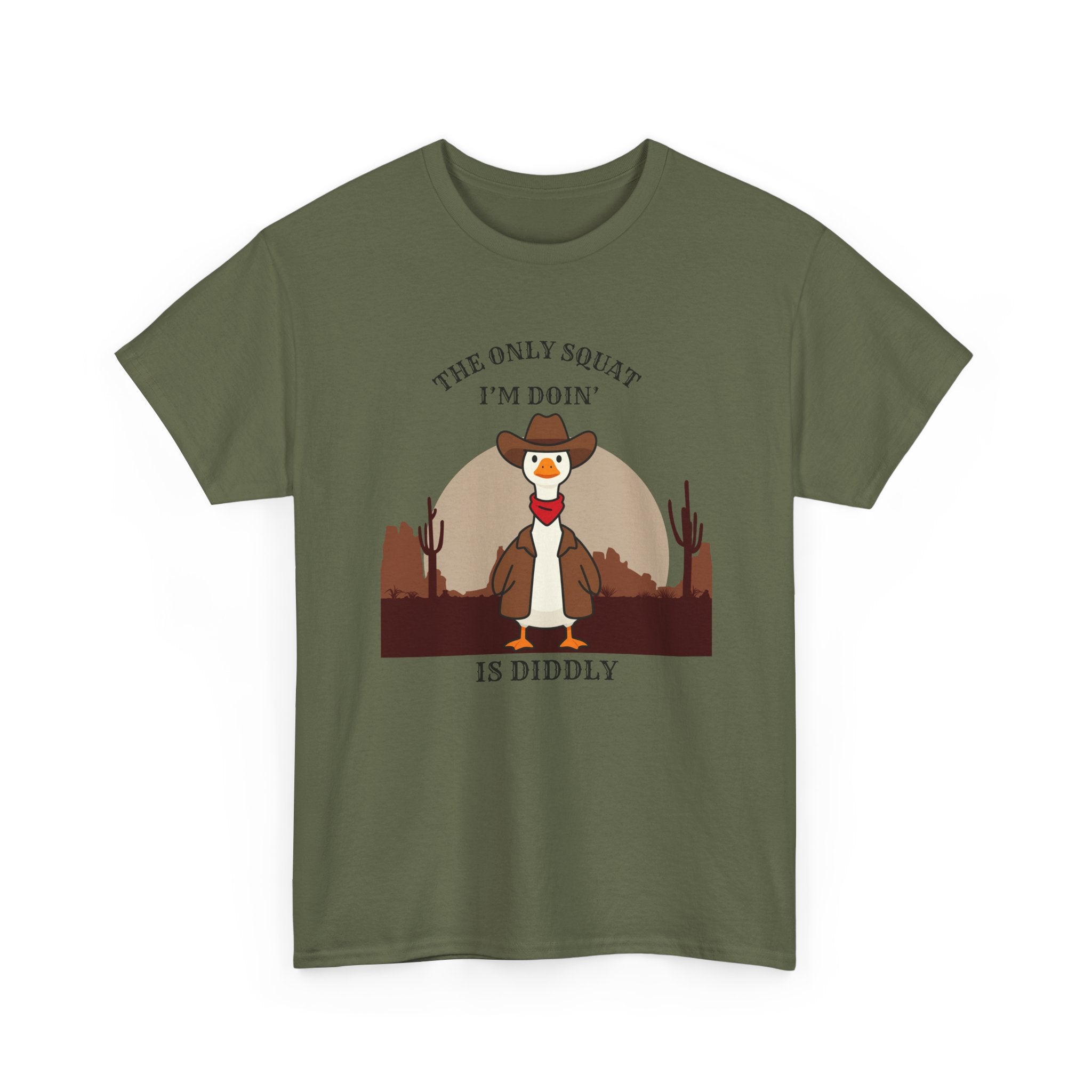 Cowboy Ferret Graphic Tee — "The Only Squat I'm Doin' Is Diddly" Cute Western Animal T-Shirt