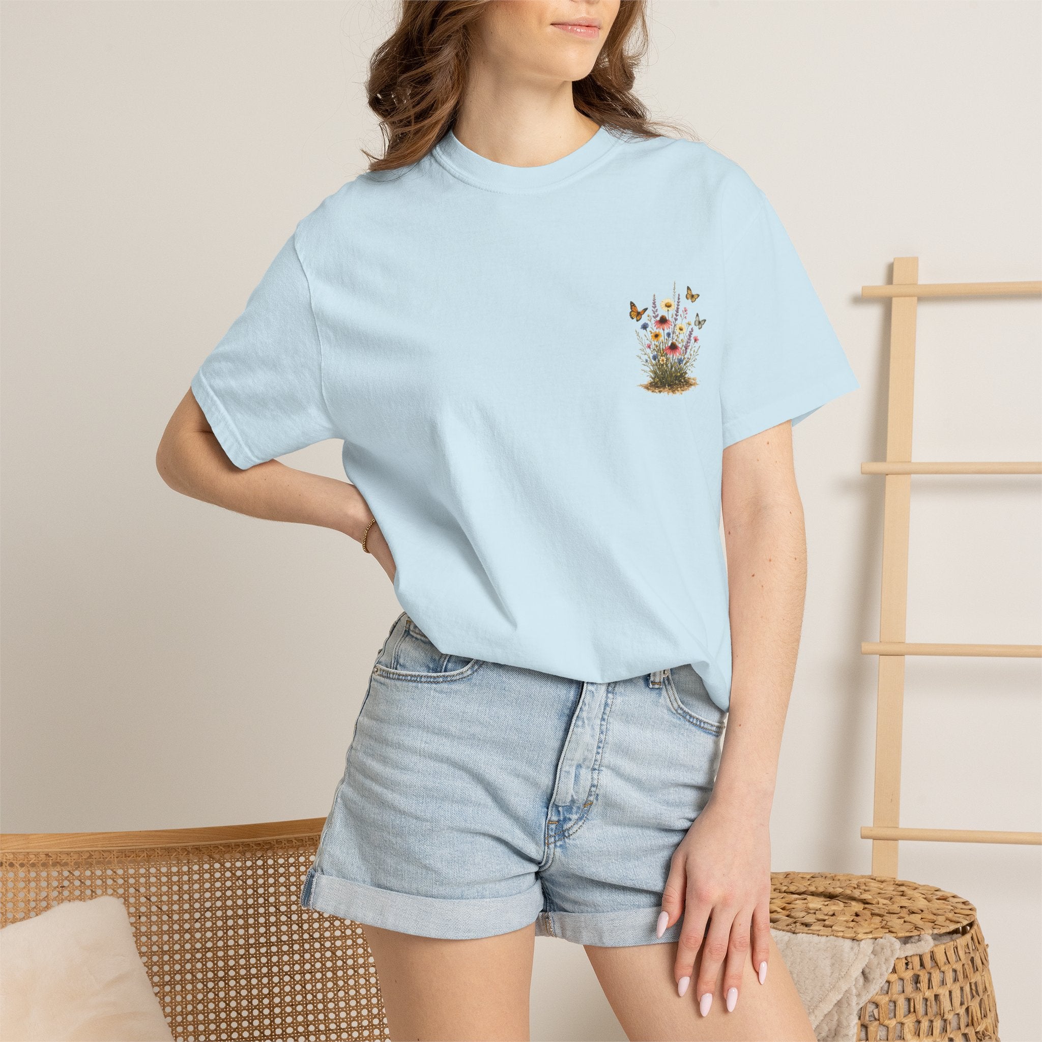 Wildflower Bouquet T-shirt | Backyard Butterflies, Botanical Illustration
