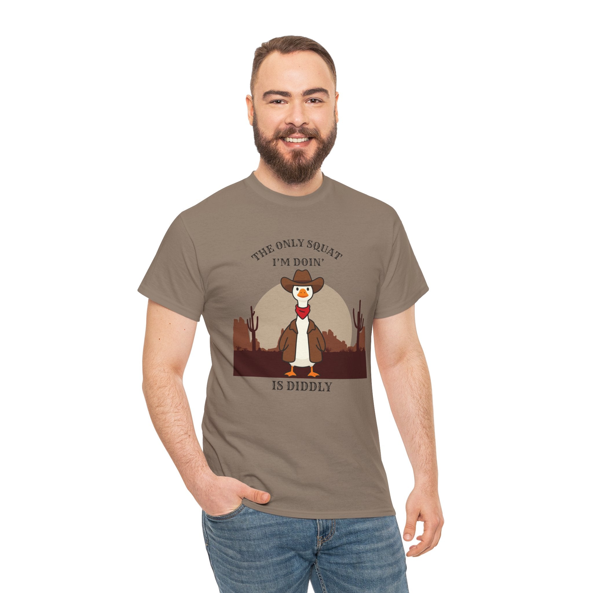 Cowboy Ferret Graphic Tee — "The Only Squat I'm Doin' Is Diddly" Cute Western Animal T-Shirt