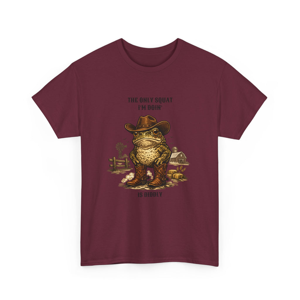 Frog Cowboy Tee — “The Only Squat I’m Doin’ Is Diddle” Funny Western Graphic T-Shirt