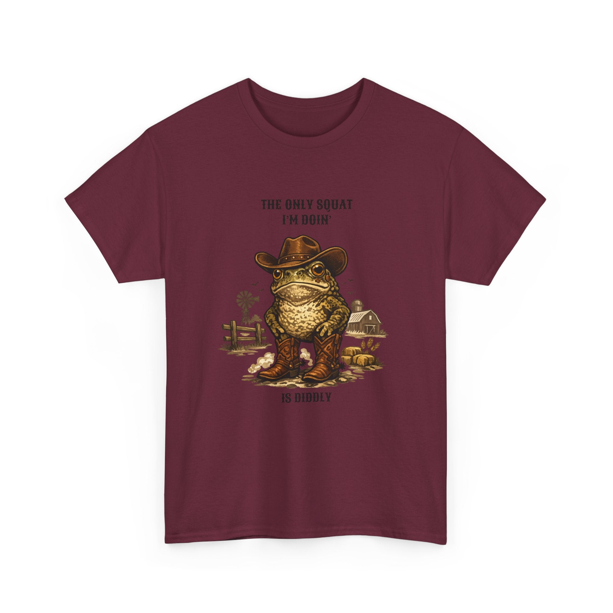 Frog Cowboy Tee — “The Only Squat I’m Doin’ Is Diddle” Funny Western Graphic T-Shirt