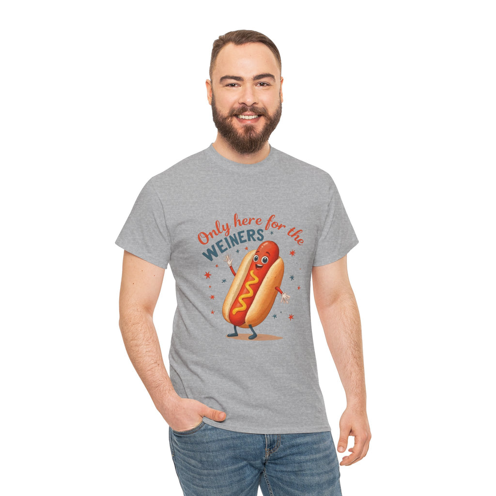 Funny Hot Dog Tee — "Only Here for the Weiners" Graphic T-Shirt