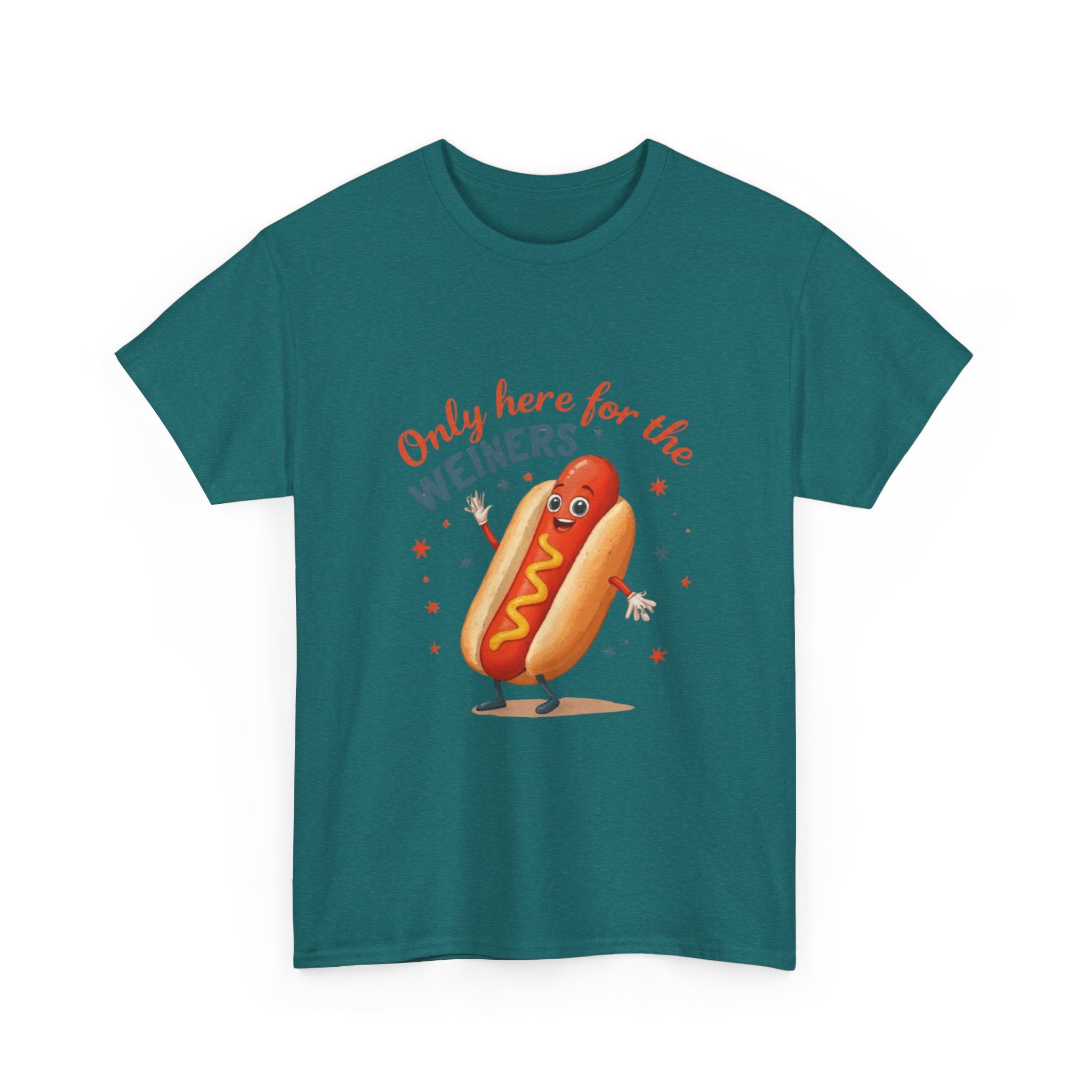 Funny Hot Dog Tee — "Only Here for the Weiners" Graphic T-Shirt