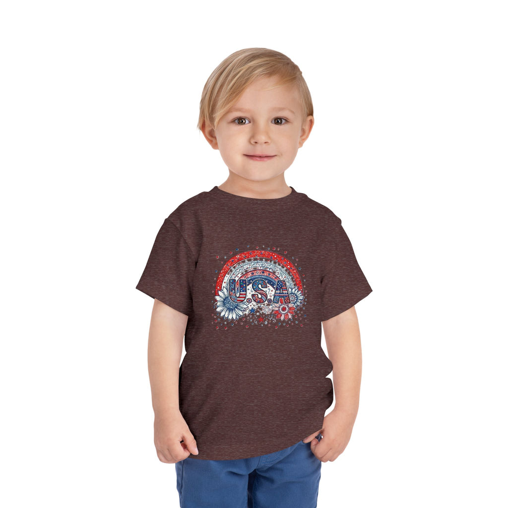 Toddler Tee — USA Rainbow Floral Patriotic 4th of July Shirt