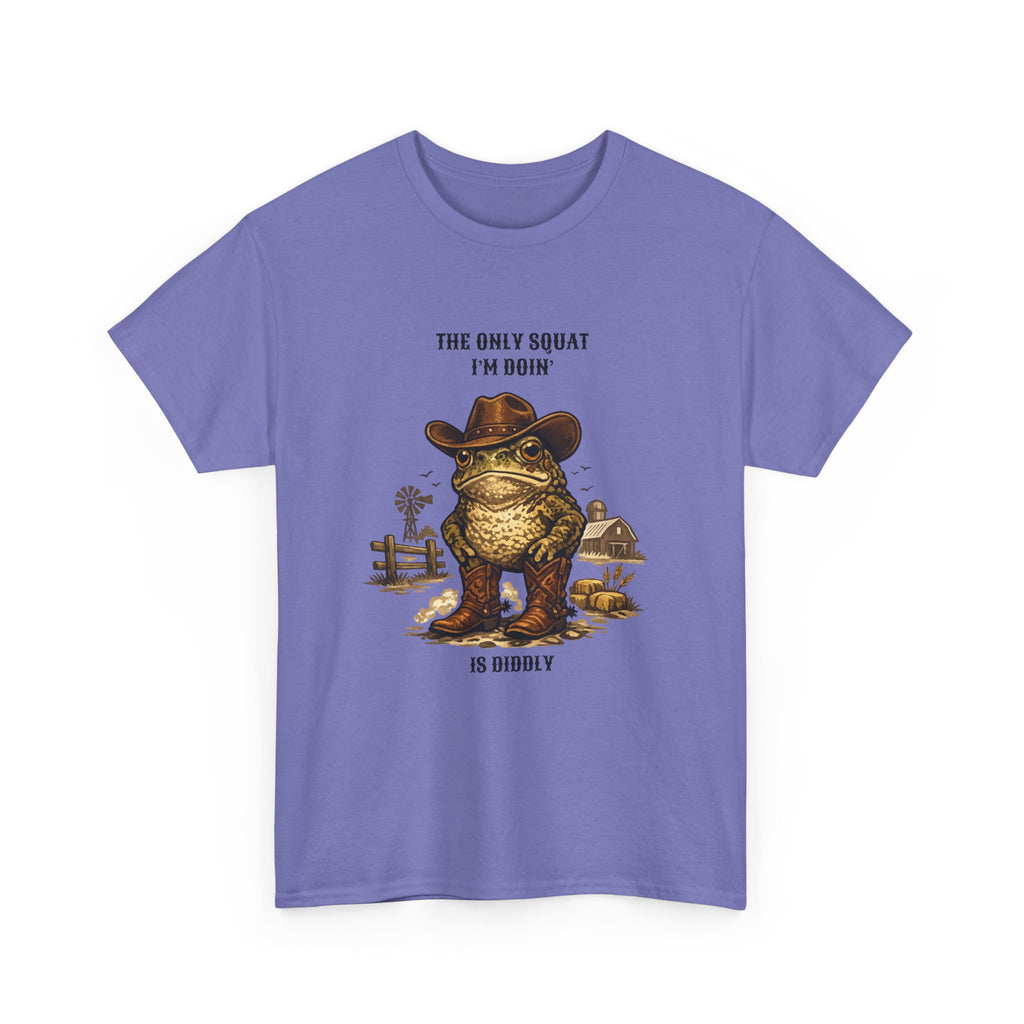 Frog Cowboy Tee — “The Only Squat I’m Doin’ Is Diddle” Funny Western Graphic T-Shirt