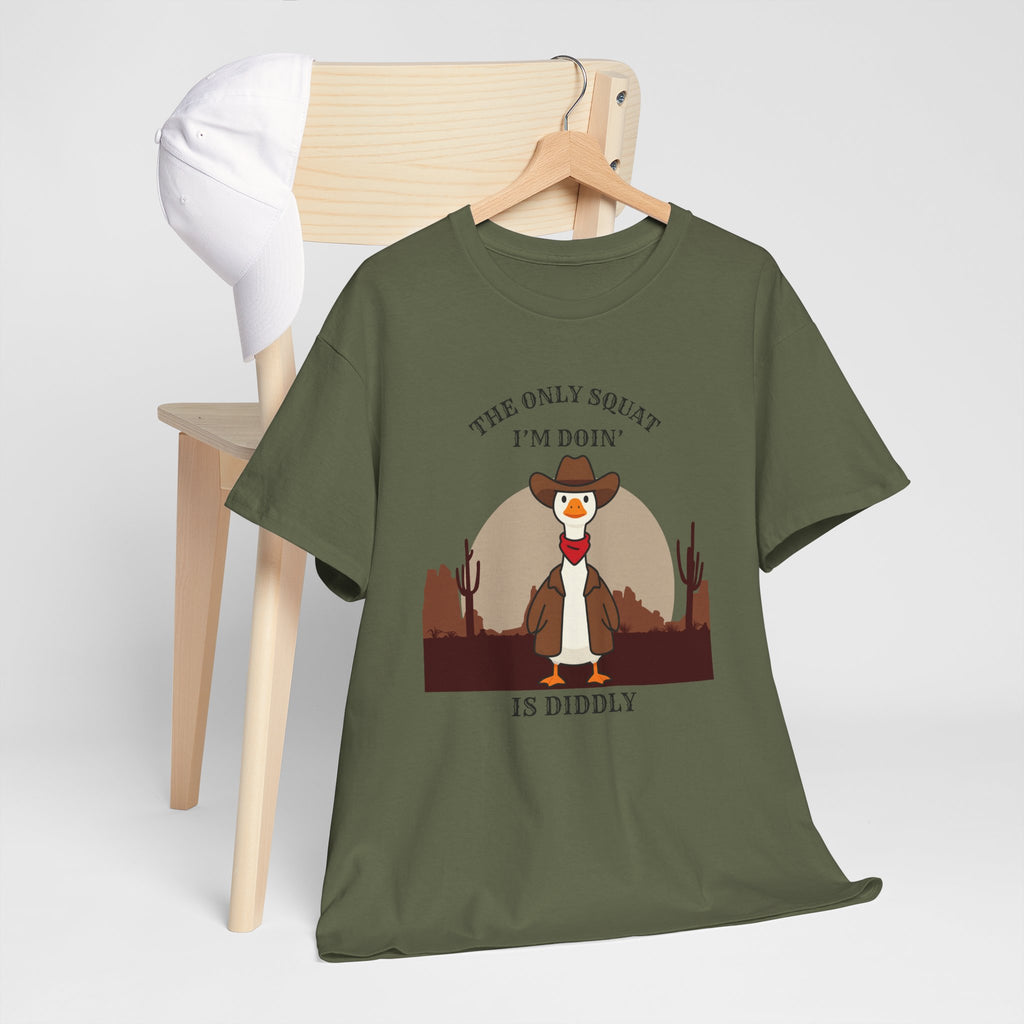Cowboy Ferret Graphic Tee — "The Only Squat I'm Doin' Is Diddly" Cute Western Animal T-Shirt