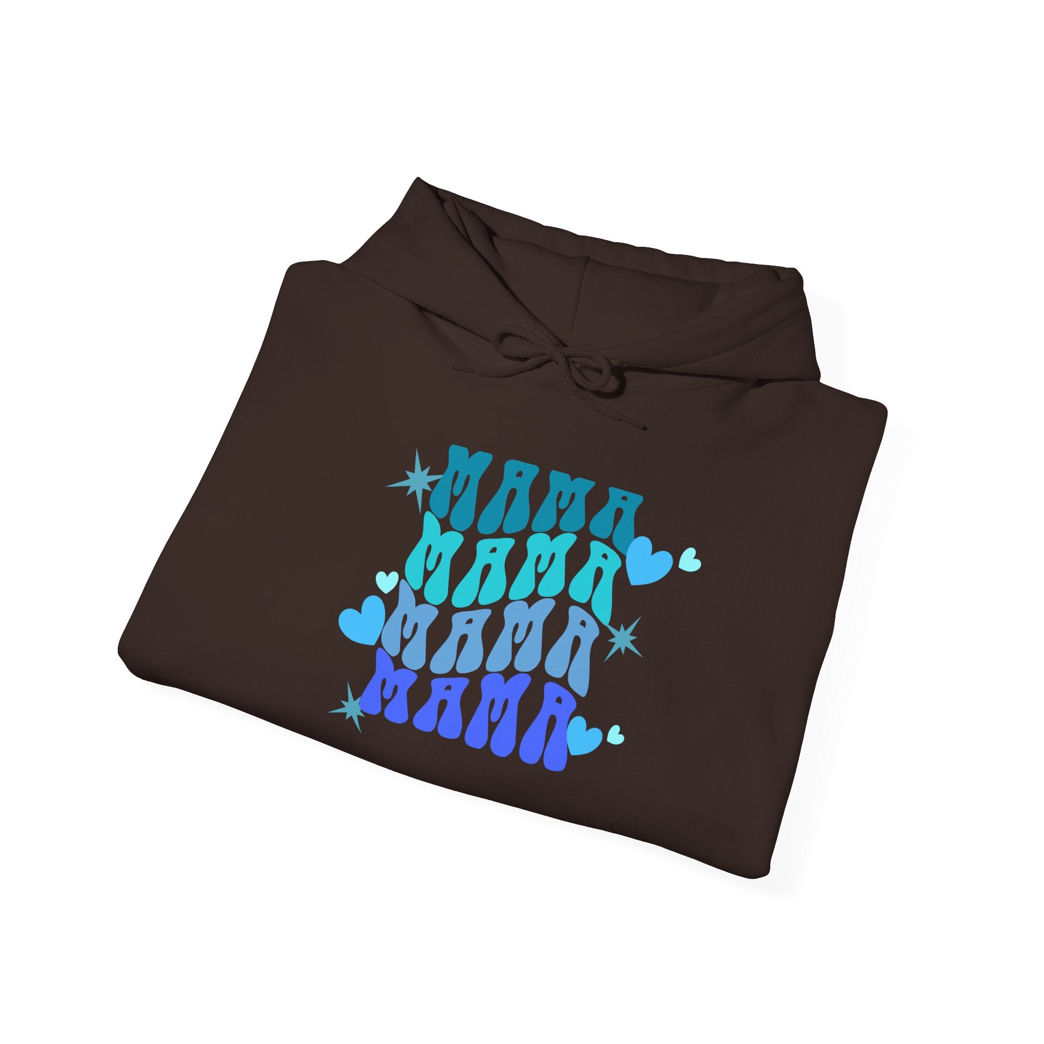 Mama Heart Crewneck Hoodie – Blue Gradient “MAMA” Graphic Sweatshirt