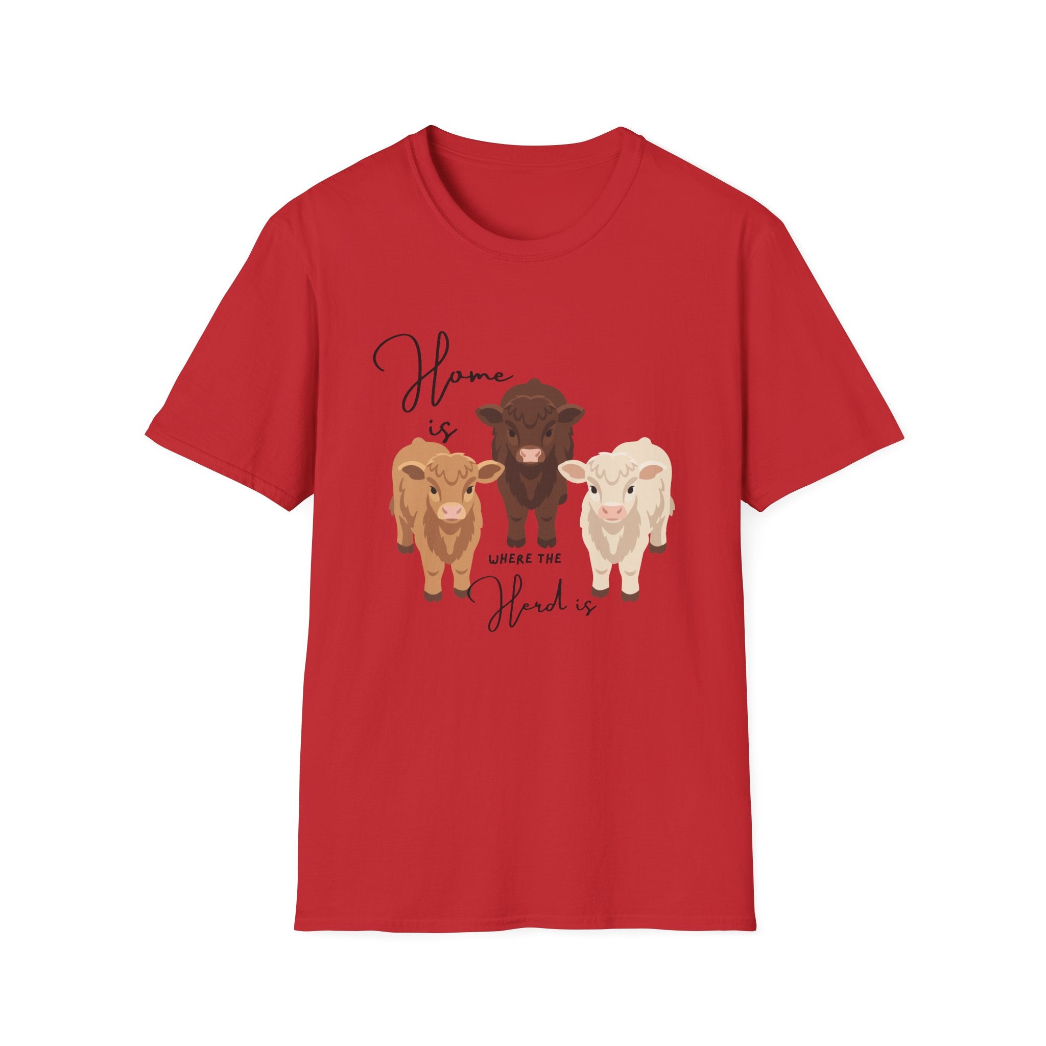Cow Trio Graphic T-Shirt — "Home is Where the Herd Is" Farm Animal Tee