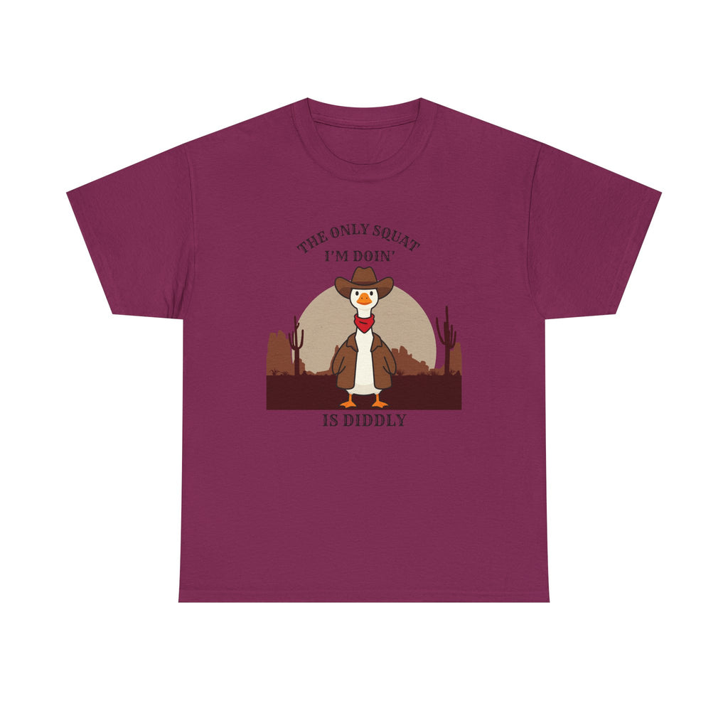 Cowboy Ferret Graphic Tee — "The Only Squat I'm Doin' Is Diddly" Cute Western Animal T-Shirt