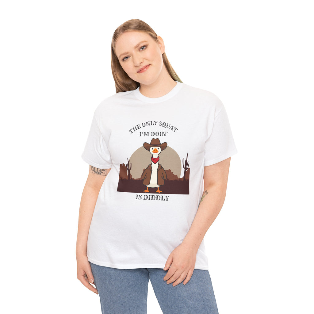 Cowboy Ferret Graphic Tee — "The Only Squat I'm Doin' Is Diddly" Cute Western Animal T-Shirt
