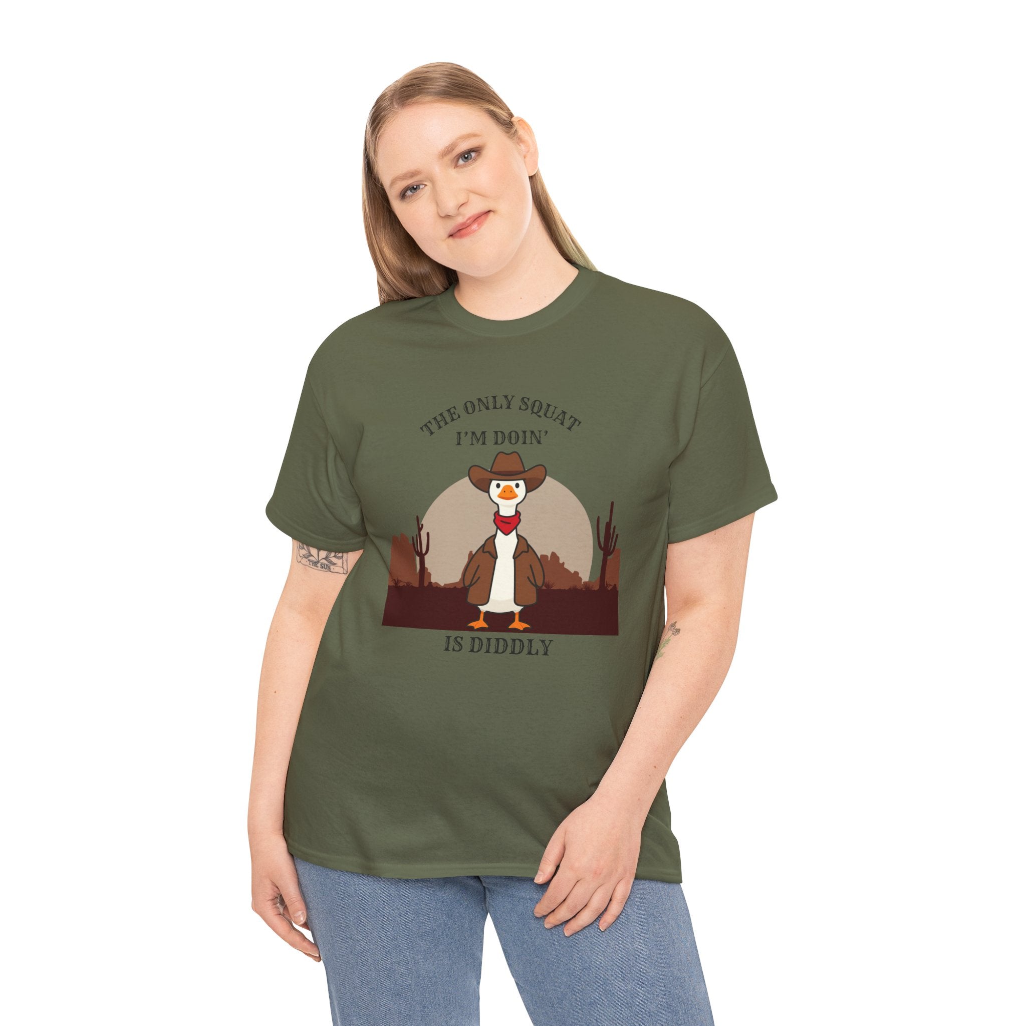 Cowboy Ferret Graphic Tee — "The Only Squat I'm Doin' Is Diddly" Cute Western Animal T-Shirt