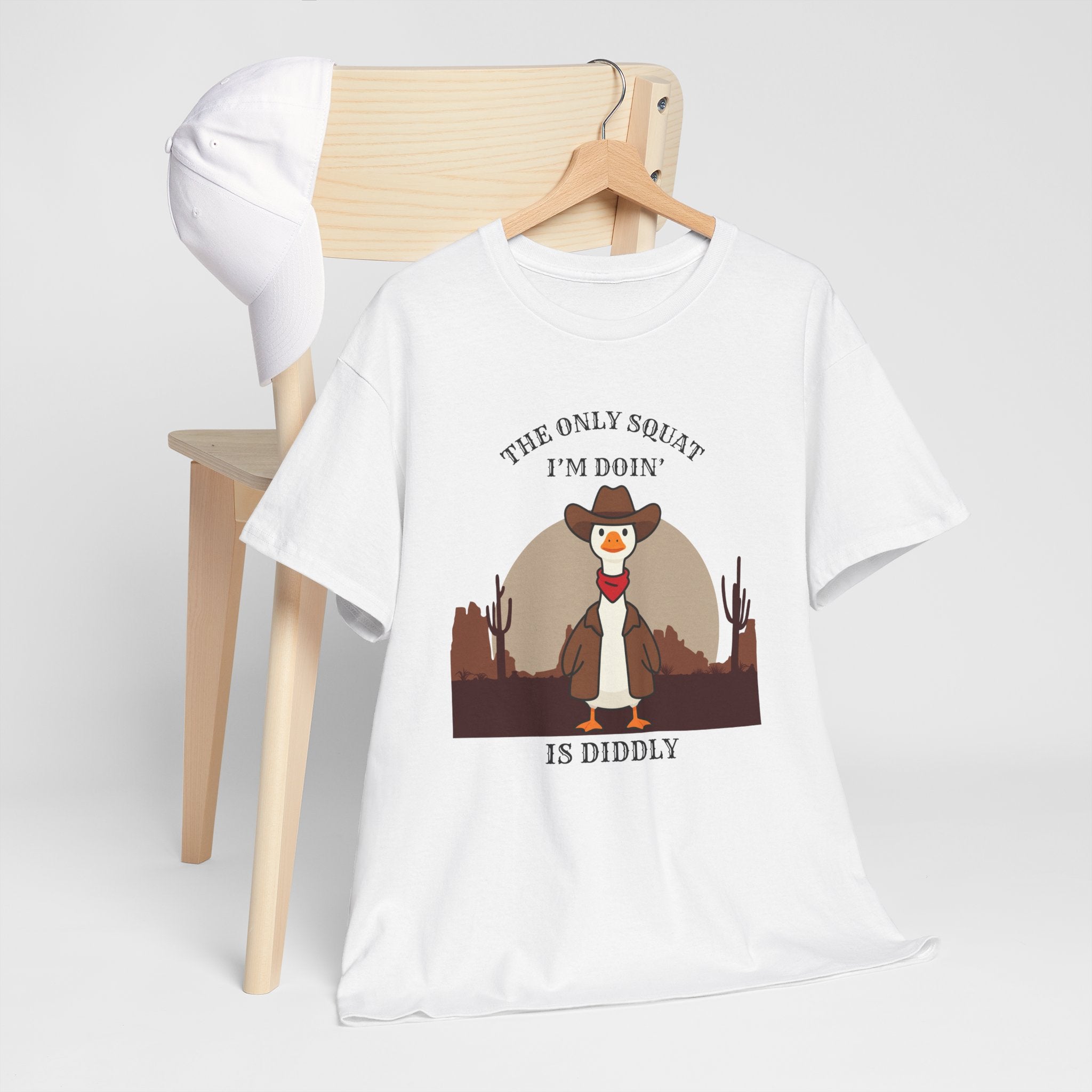 Cowboy Ferret Graphic Tee — "The Only Squat I'm Doin' Is Diddly" Cute Western Animal T-Shirt
