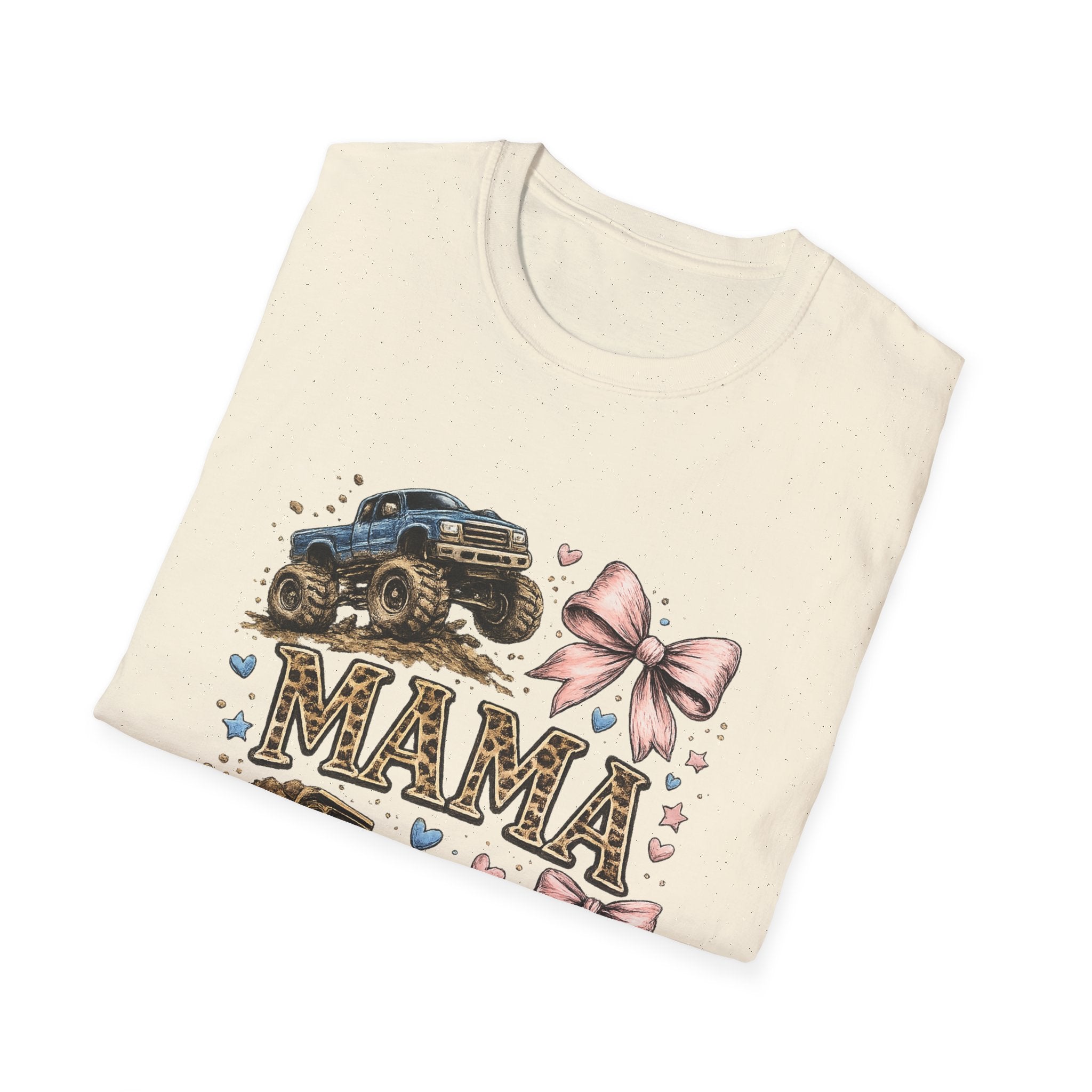 Mama Jeep & Ballet Shoes T-Shirt — 'MAMA' Graphic Tee with Trucks, Bows & Ballet Slippers