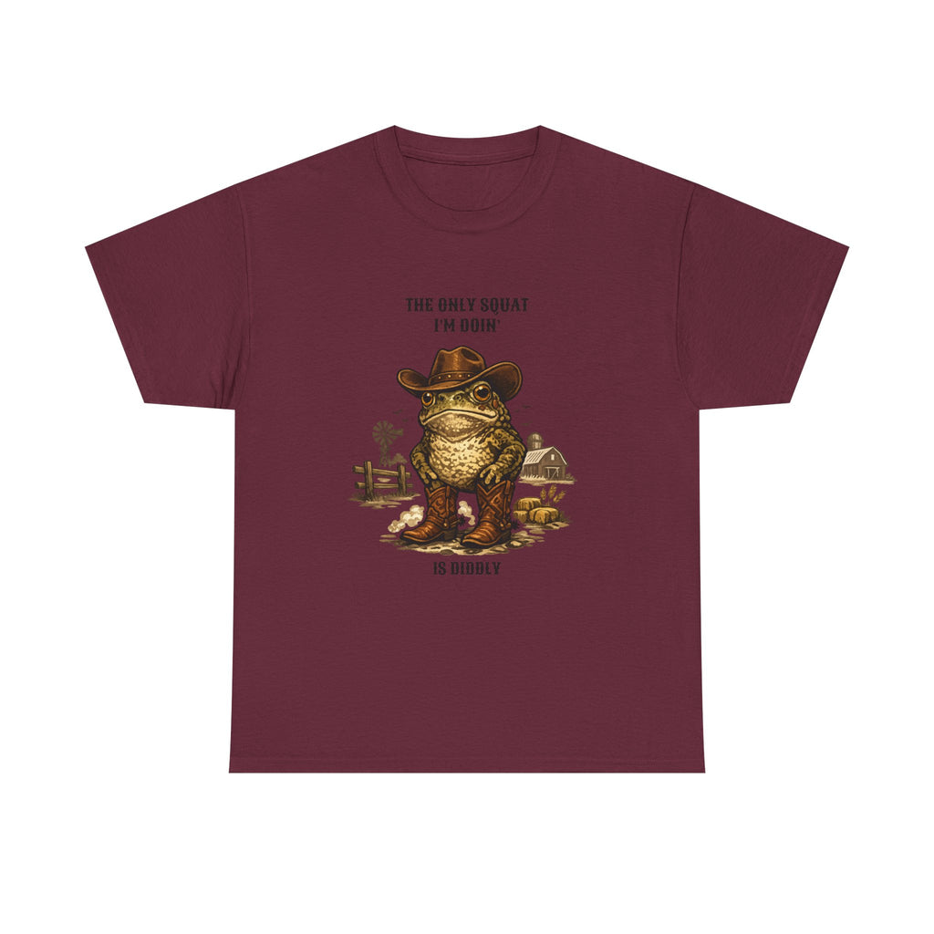 Frog Cowboy Tee — “The Only Squat I’m Doin’ Is Diddle” Funny Western Graphic T-Shirt